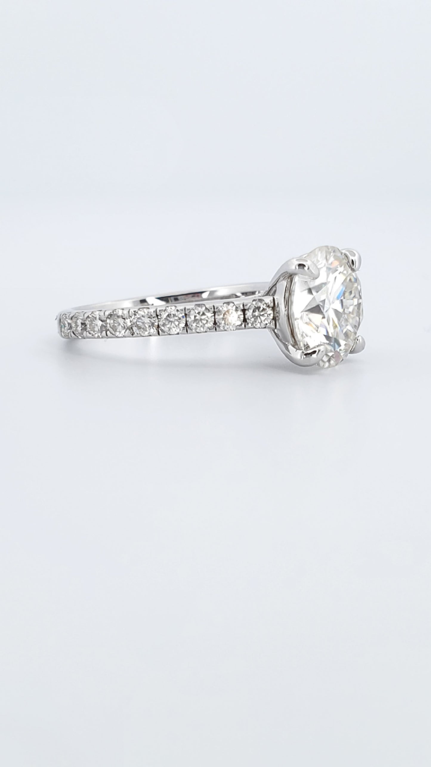 3ct Round Cut Moissanite Engagement Ring with 2mm Band 925 Sterling Silver