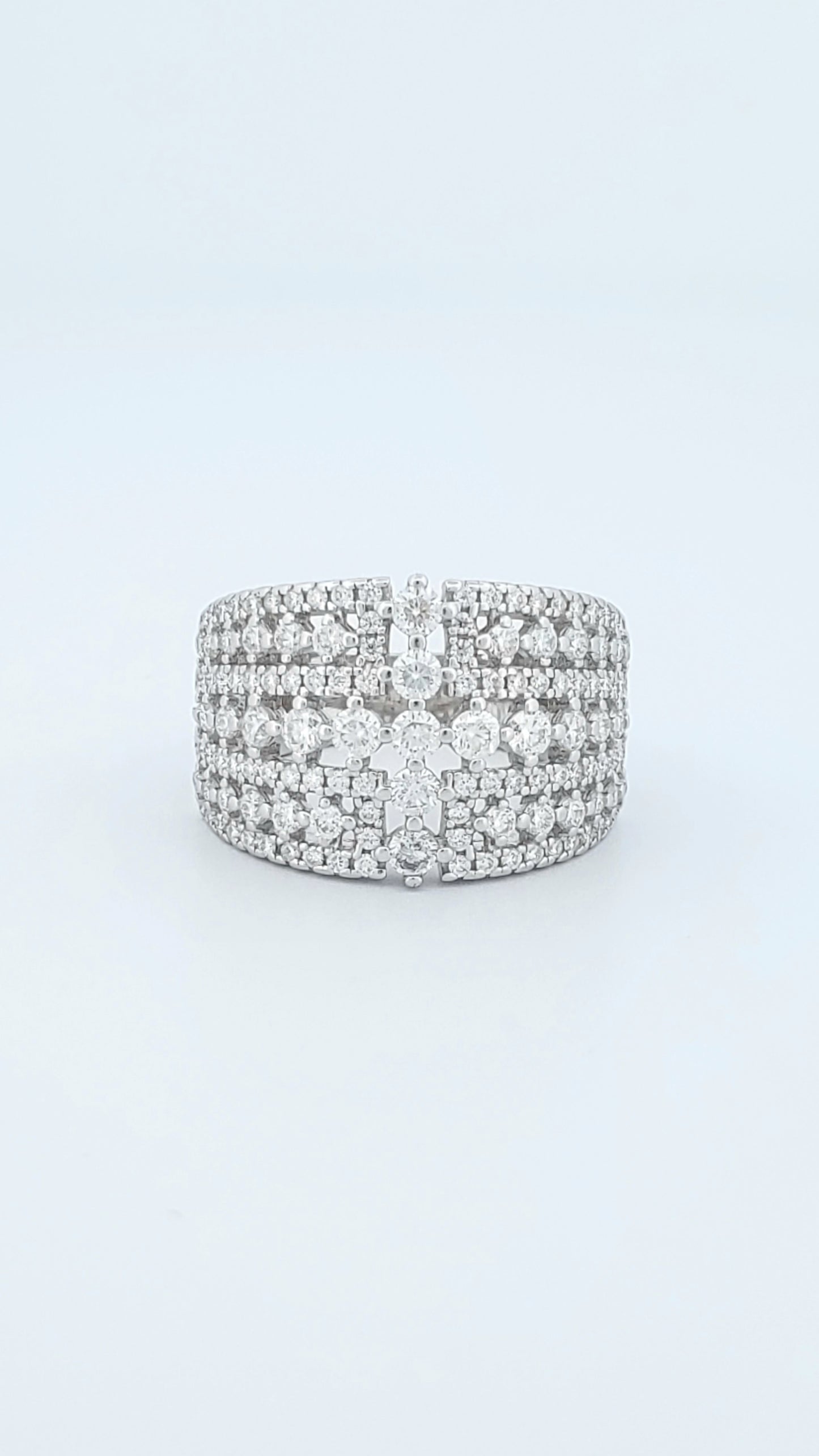 Wide Front Moissanite Ring 925 Sterling Silver plated with platinum