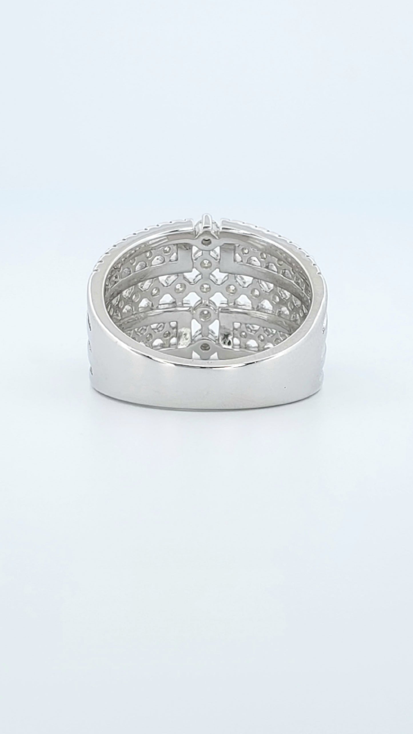 Wide Front Moissanite Ring 925 Sterling Silver plated with platinum