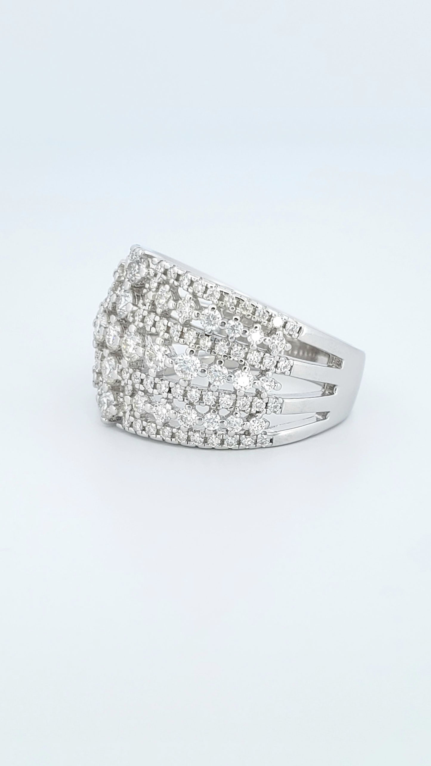 Wide Front Moissanite Ring 925 Sterling Silver plated with platinum