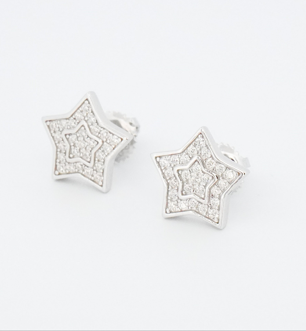 Star Moissanite Cluster Earrings | 925 Sterling Silver