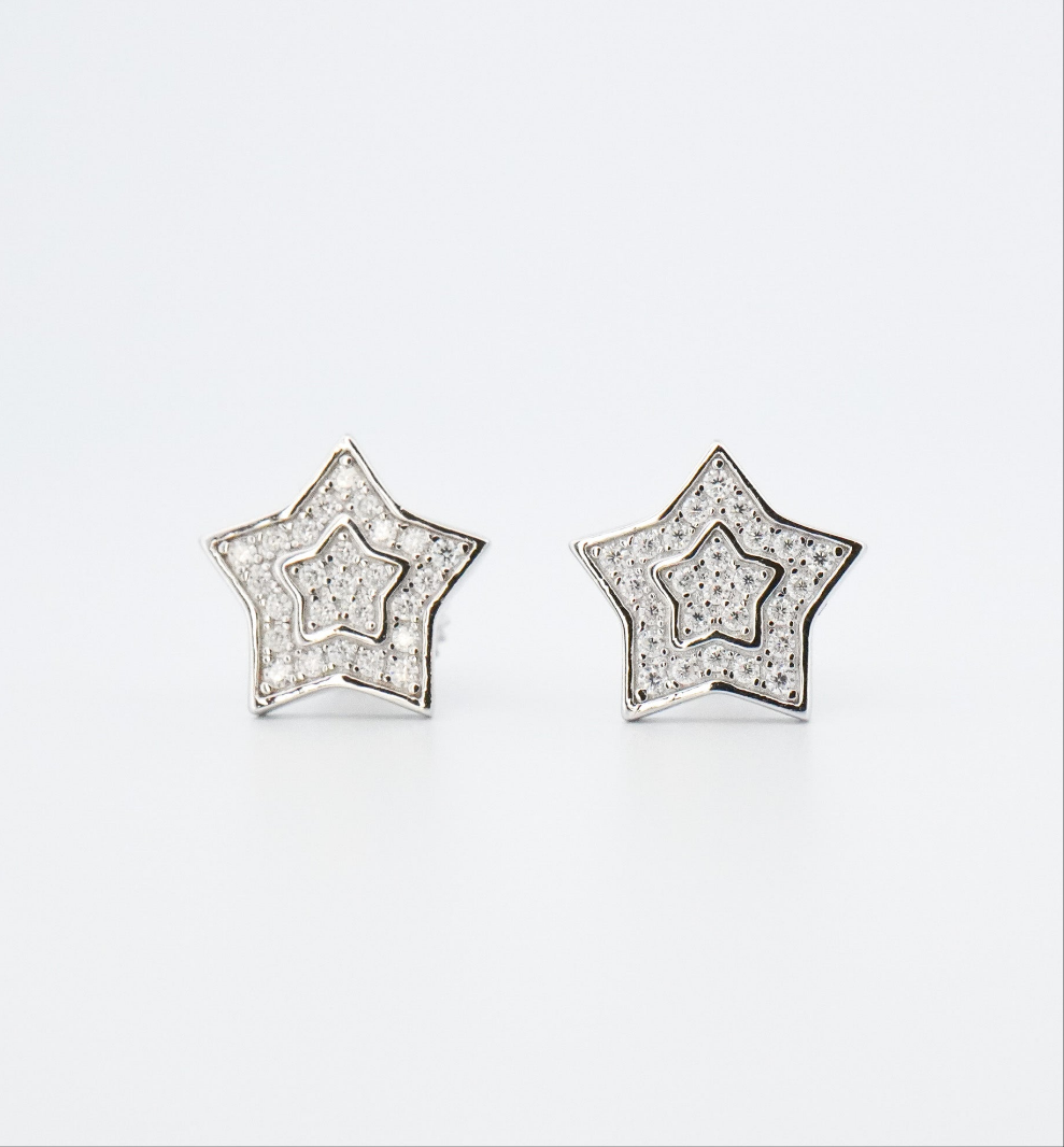 Star Moissanite Cluster Earrings | 925 Sterling Silver
