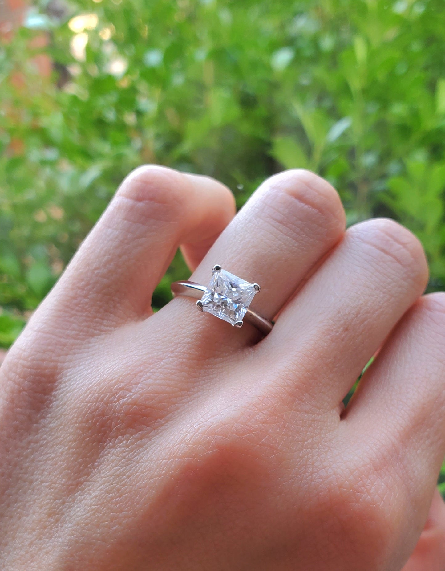 2ct Princess Cut Moissanite Solitaire Engagement Ring