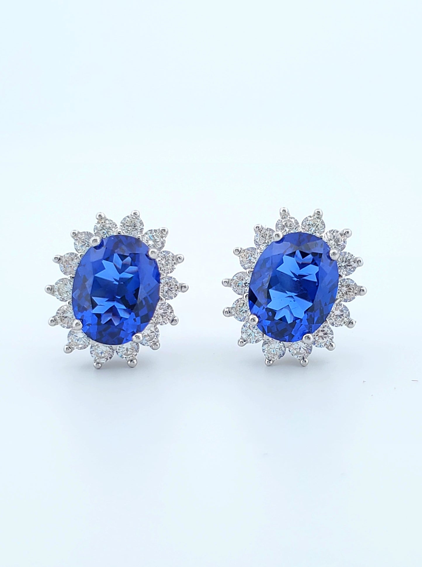 Blue & White Lab-Created Sapphire Earrings 926 Sterling Silver