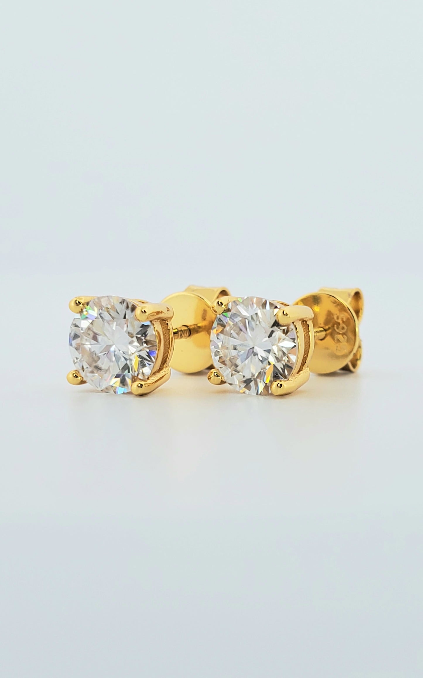 2ct (1ct each) Moissanite Stud Earrings 925 Sterling Silver