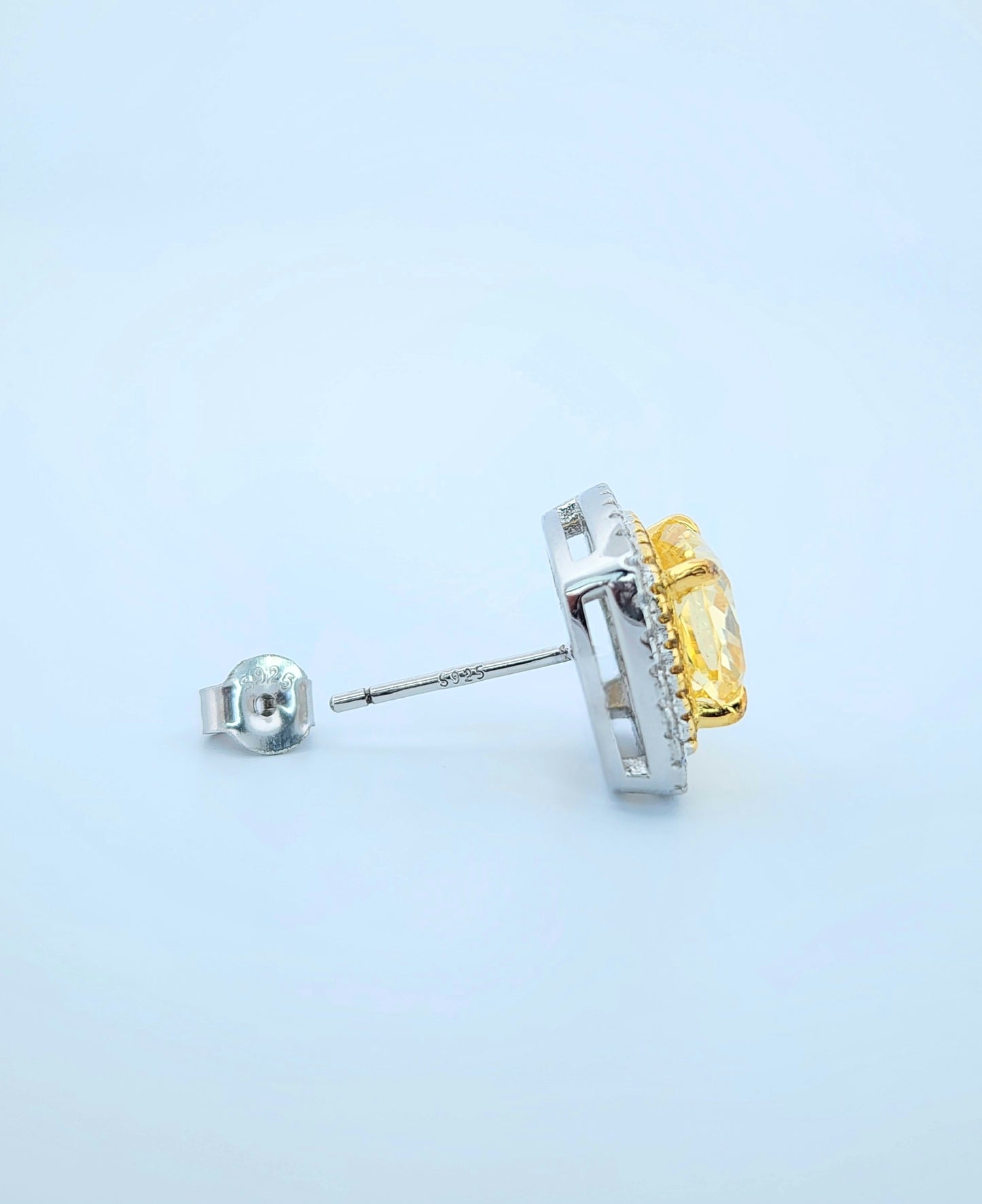 Lab-Created Yellow Cushion-Cut Stone Earrings