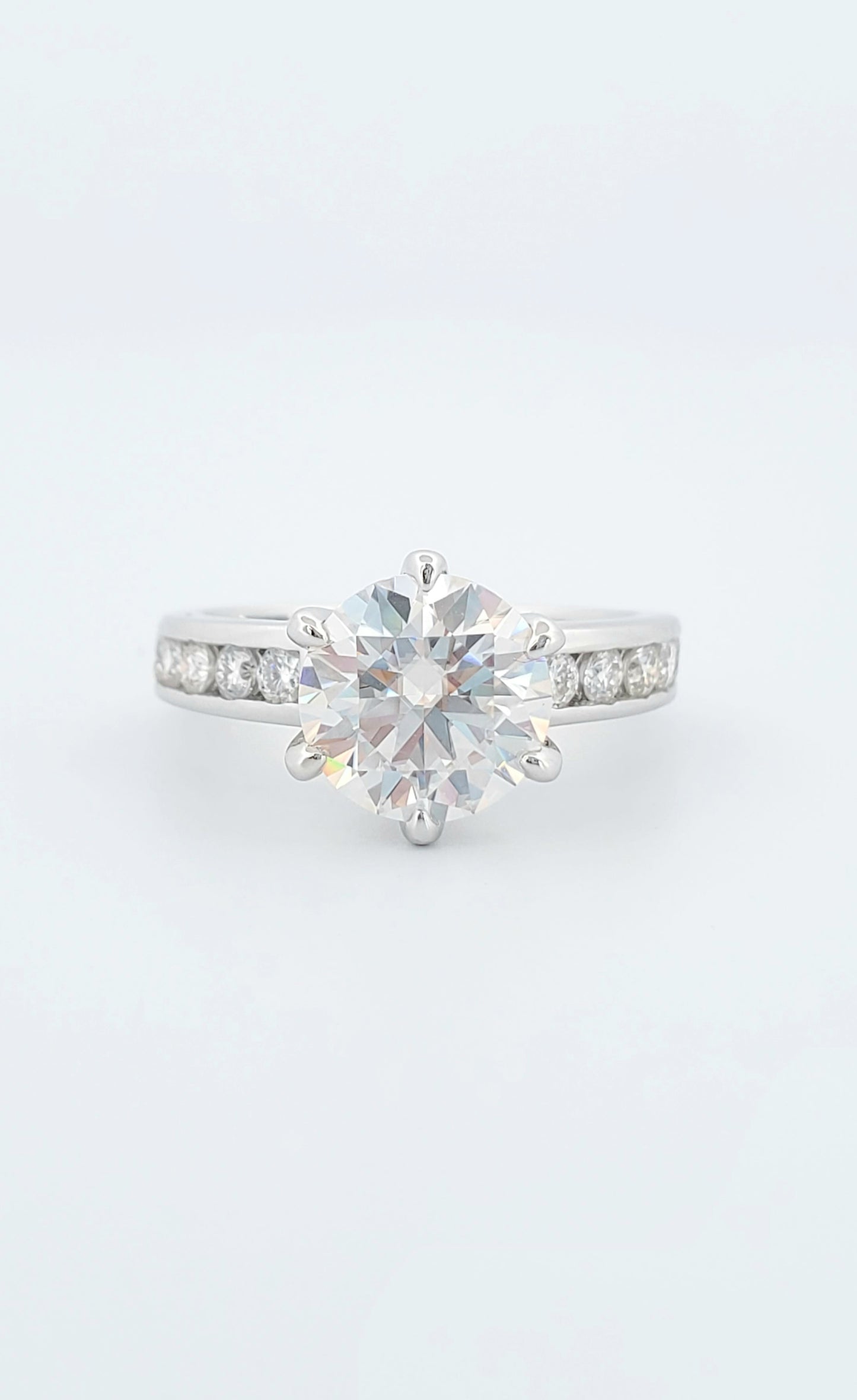 2ct Round Cut Moissanite Engagement Ring 925 Sterling Silver 18K Gold Plated
