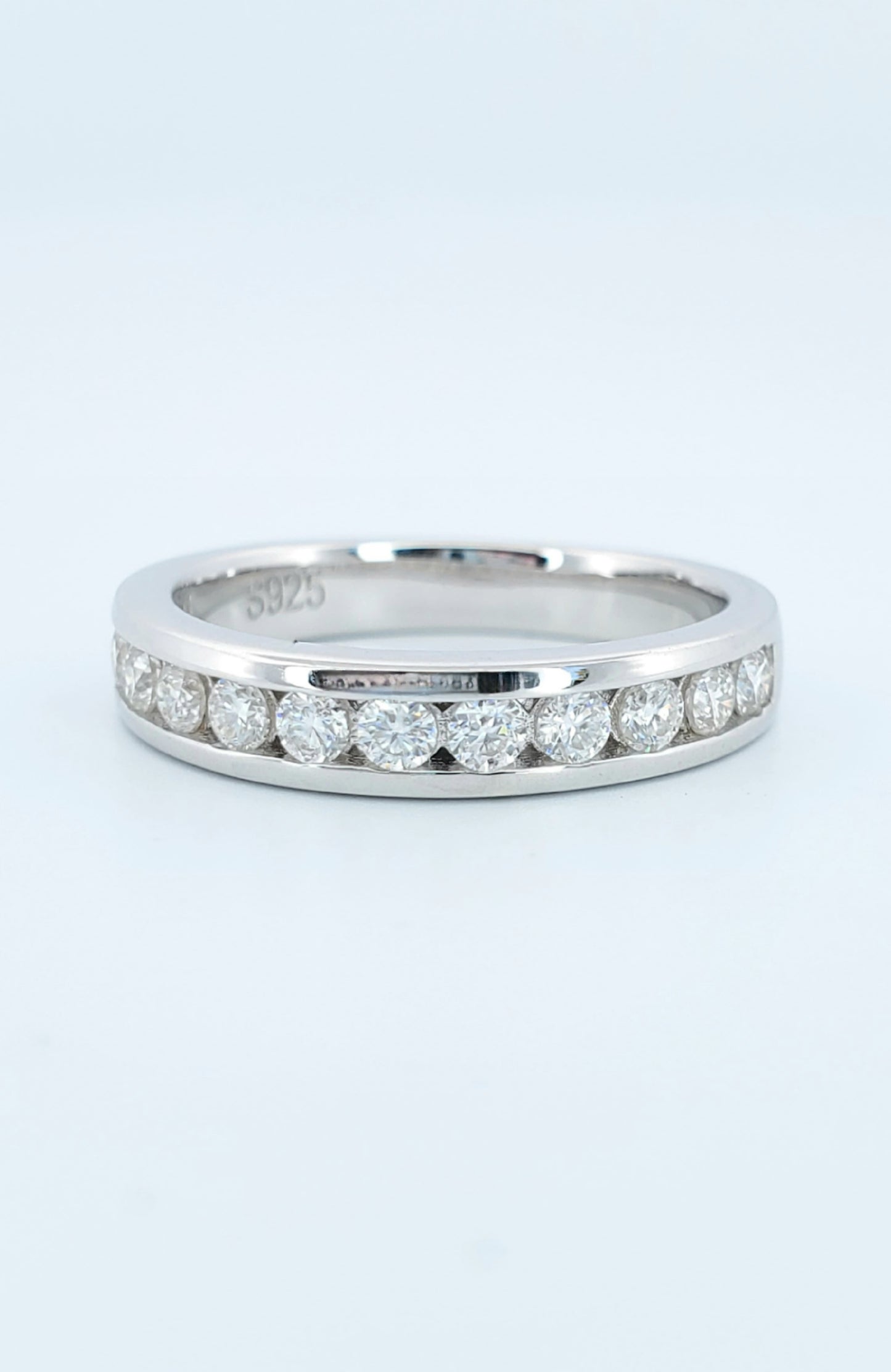 Wedding Band with Round Cut Moissanite