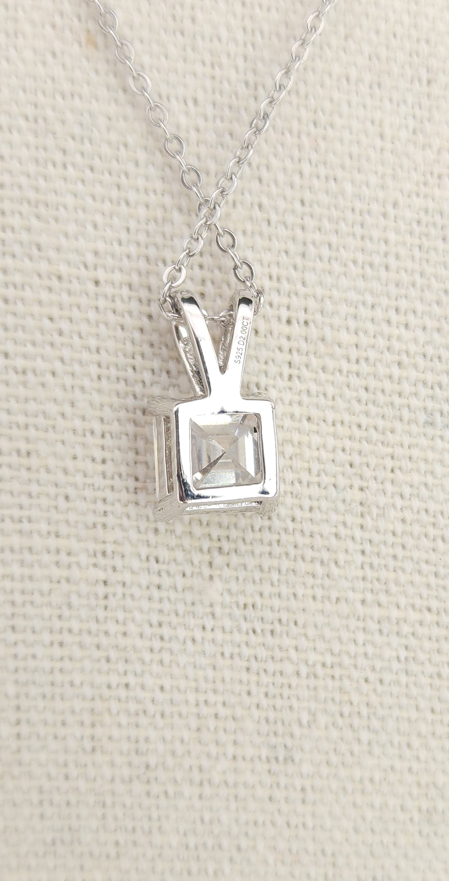 2Ct Princess Cut Moissanite Solitaire Pendant In 925 Sterling Silver-18k Gold plated