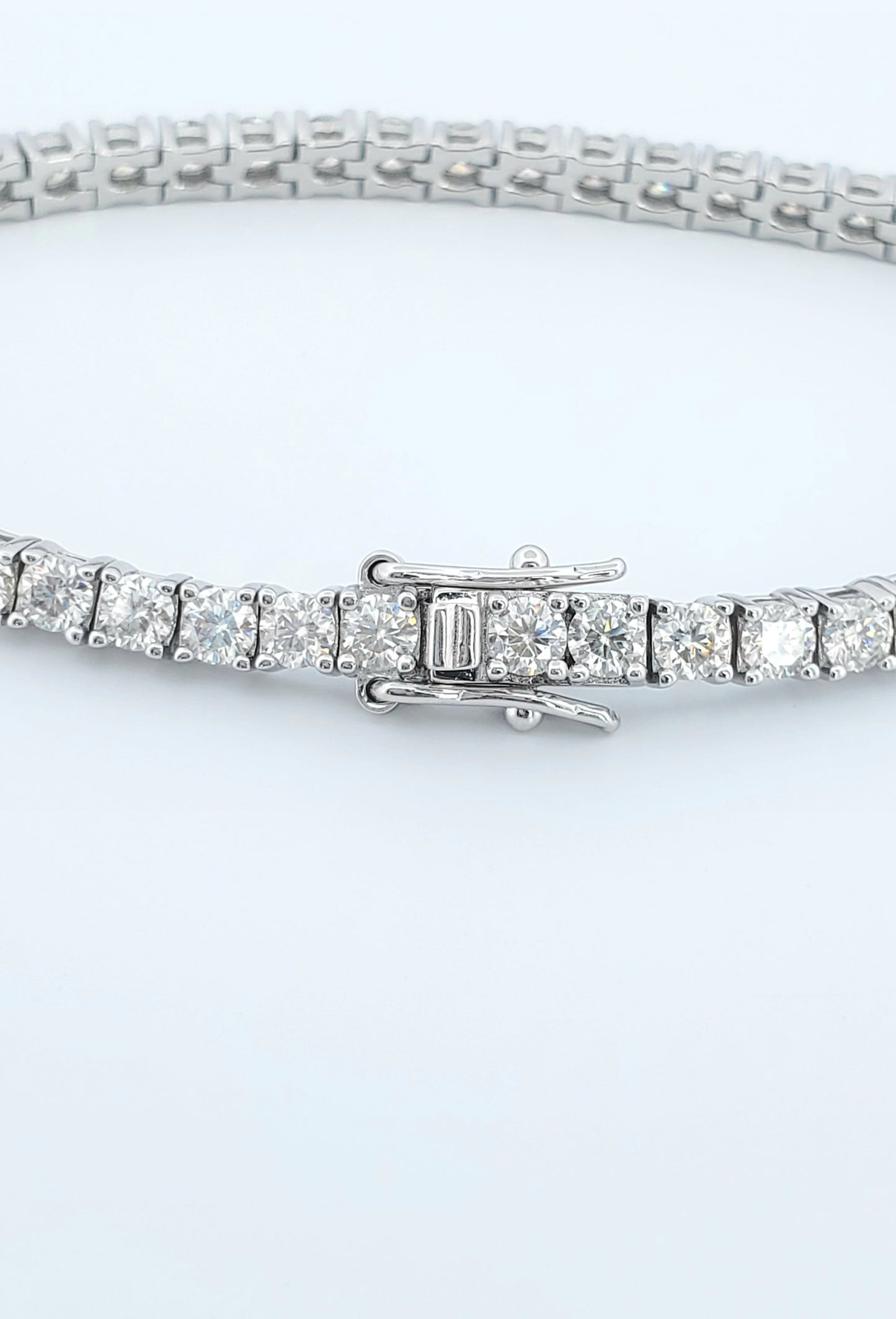 3mm Moissanite Tennis Bracelet 925 Sterling Silver In Silver color