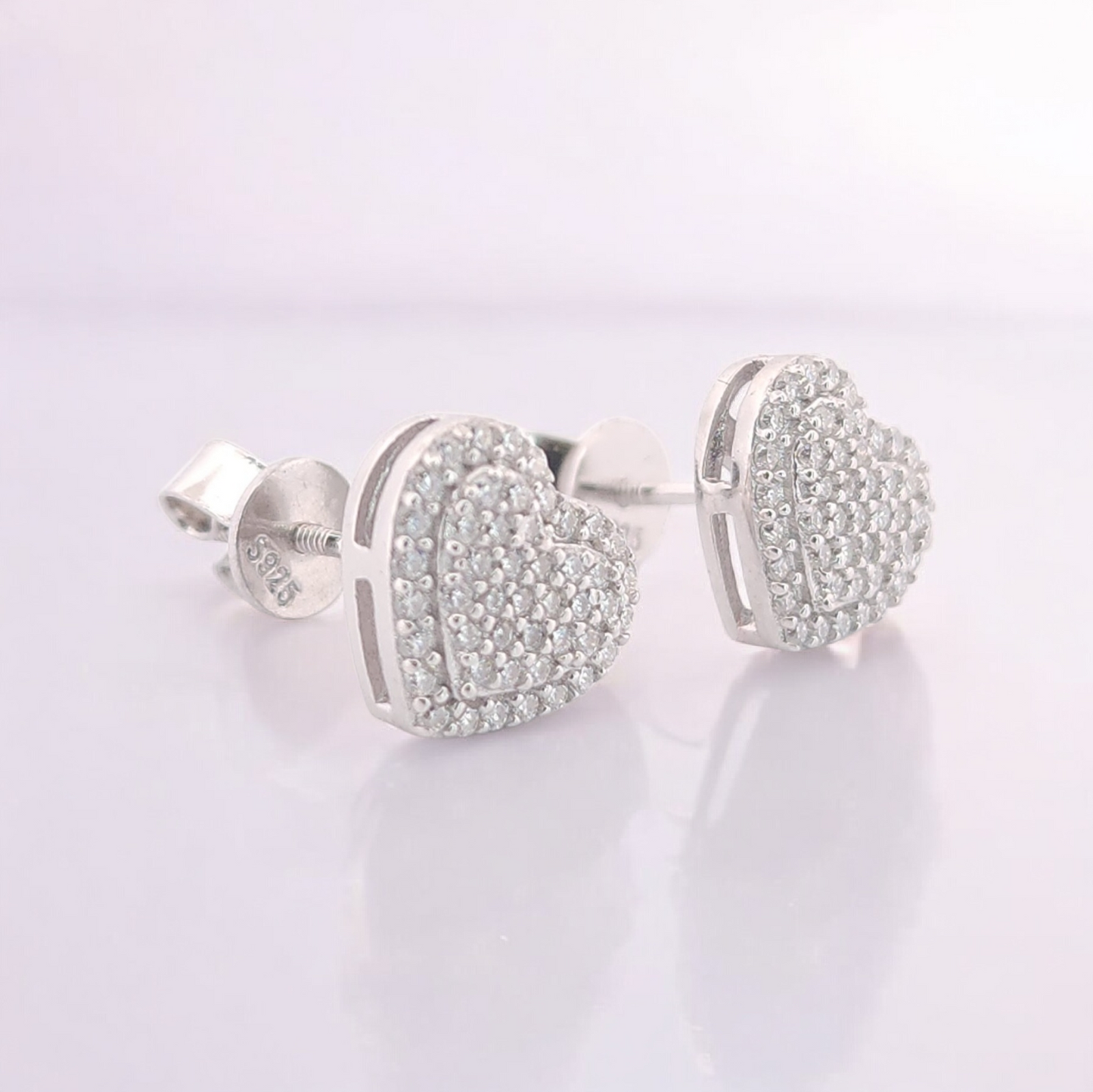 Heart Shape Moissanite Earrings 925 Sterling Silver