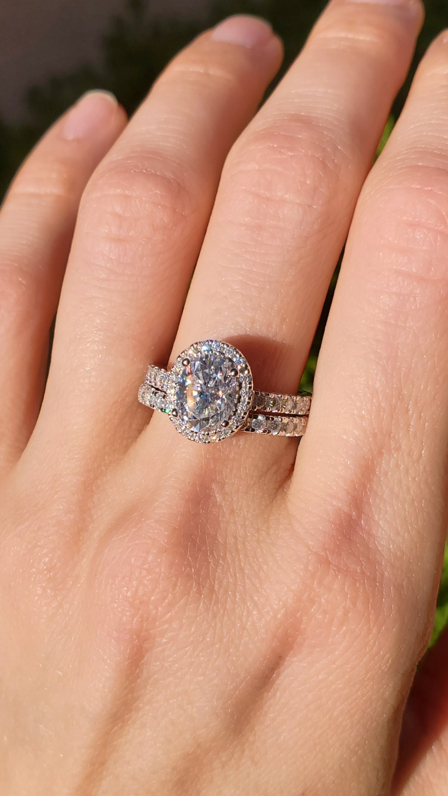 2ct Oval Cut Moissanite Engagement Ring 925 Sterling Silver | 18K Gold Plated