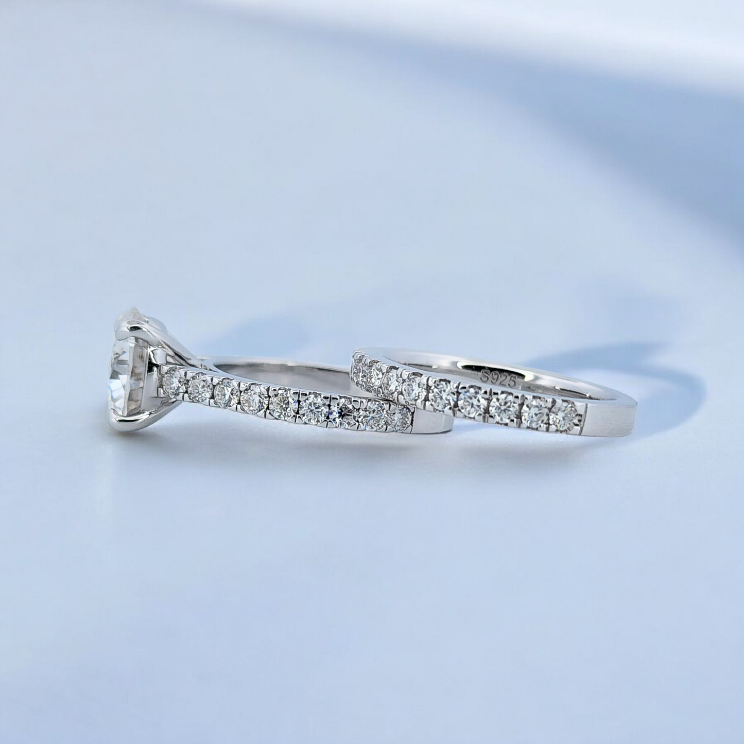 3ct Round Cut Moissanite Engagement Ring with 2mm Band 925 Sterling Silver