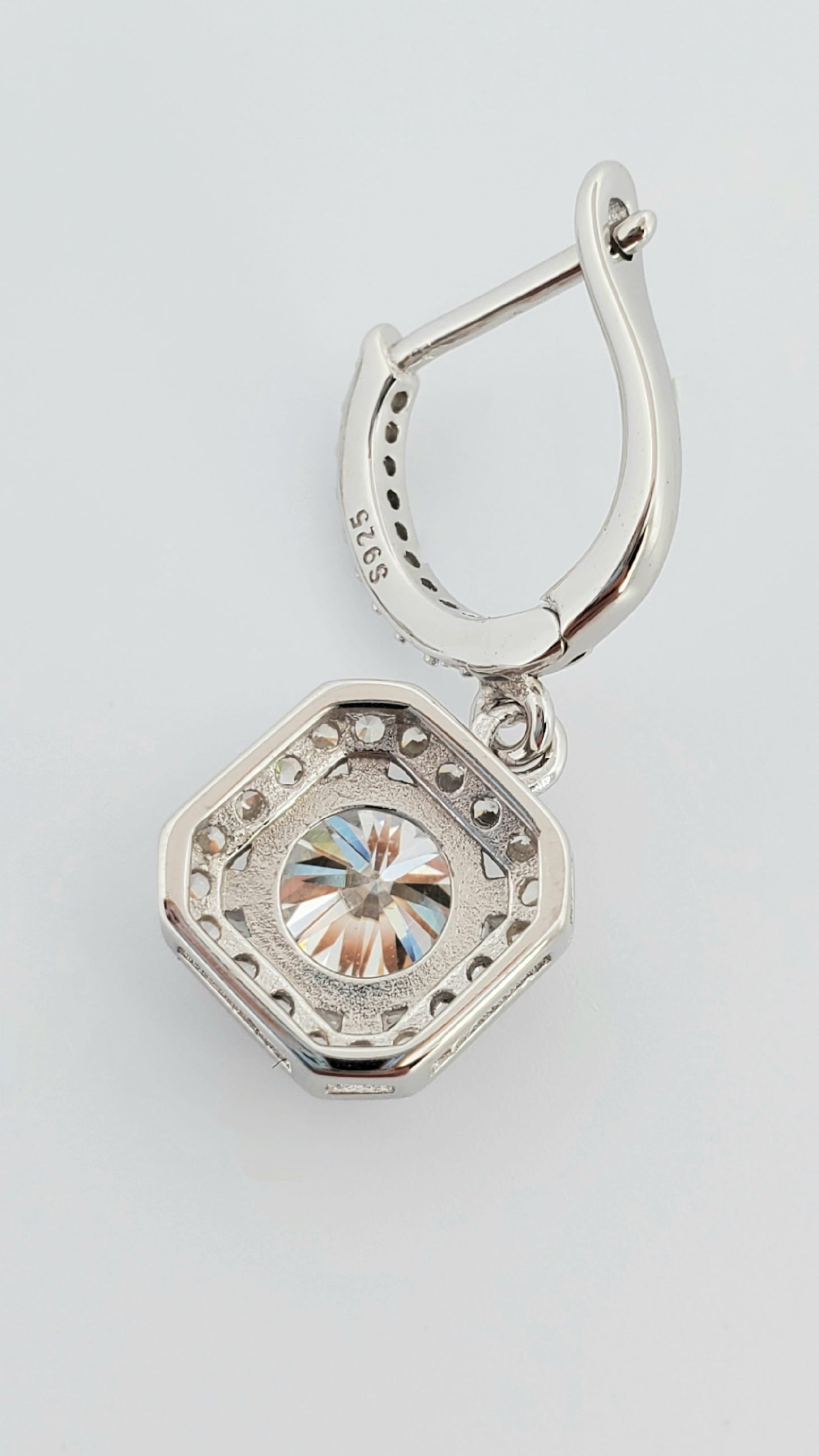 Round Cut Moissanite Drop Earrings 925 Sterling Silver