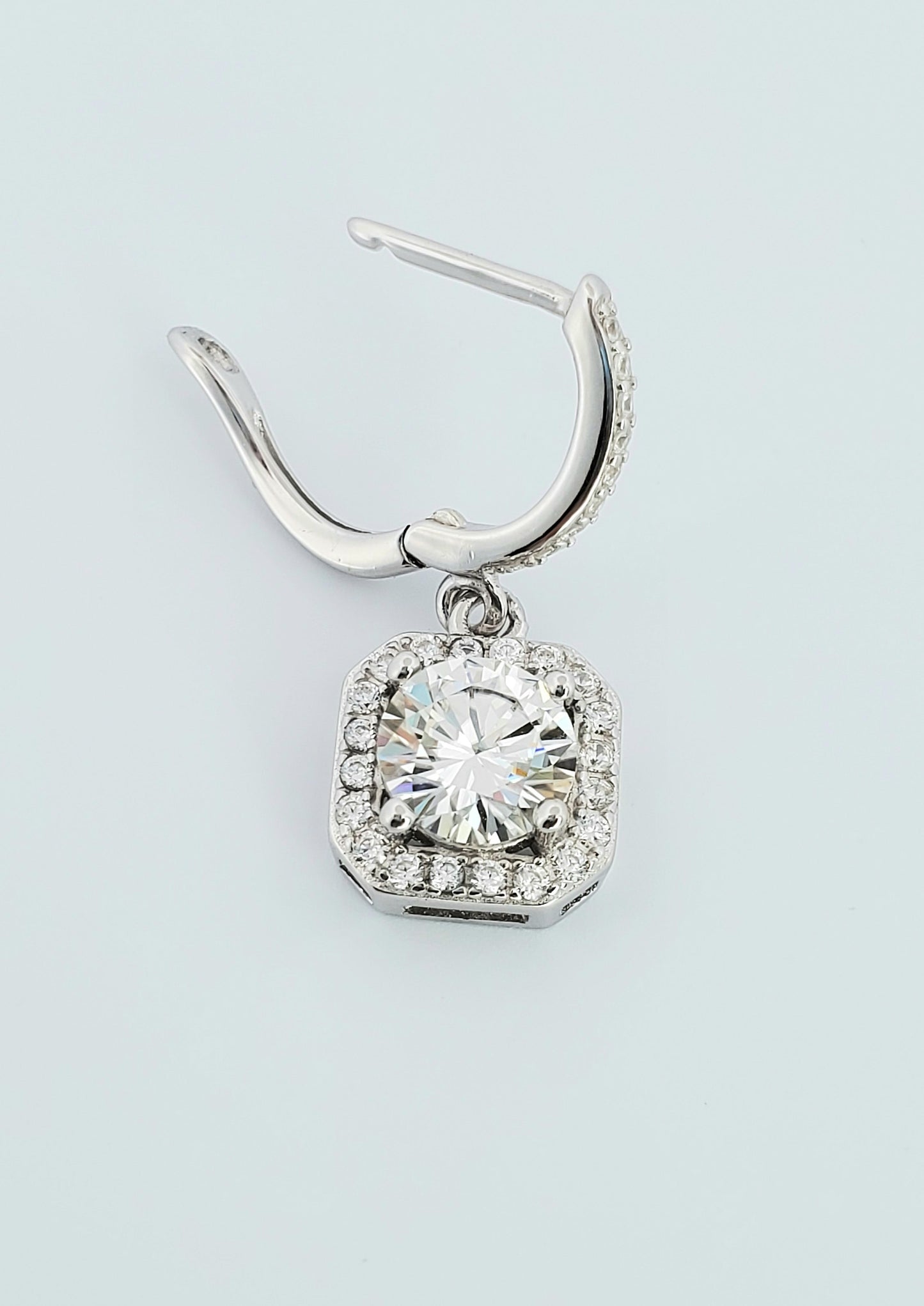 Round Cut Moissanite Drop Earrings 925 Sterling Silver