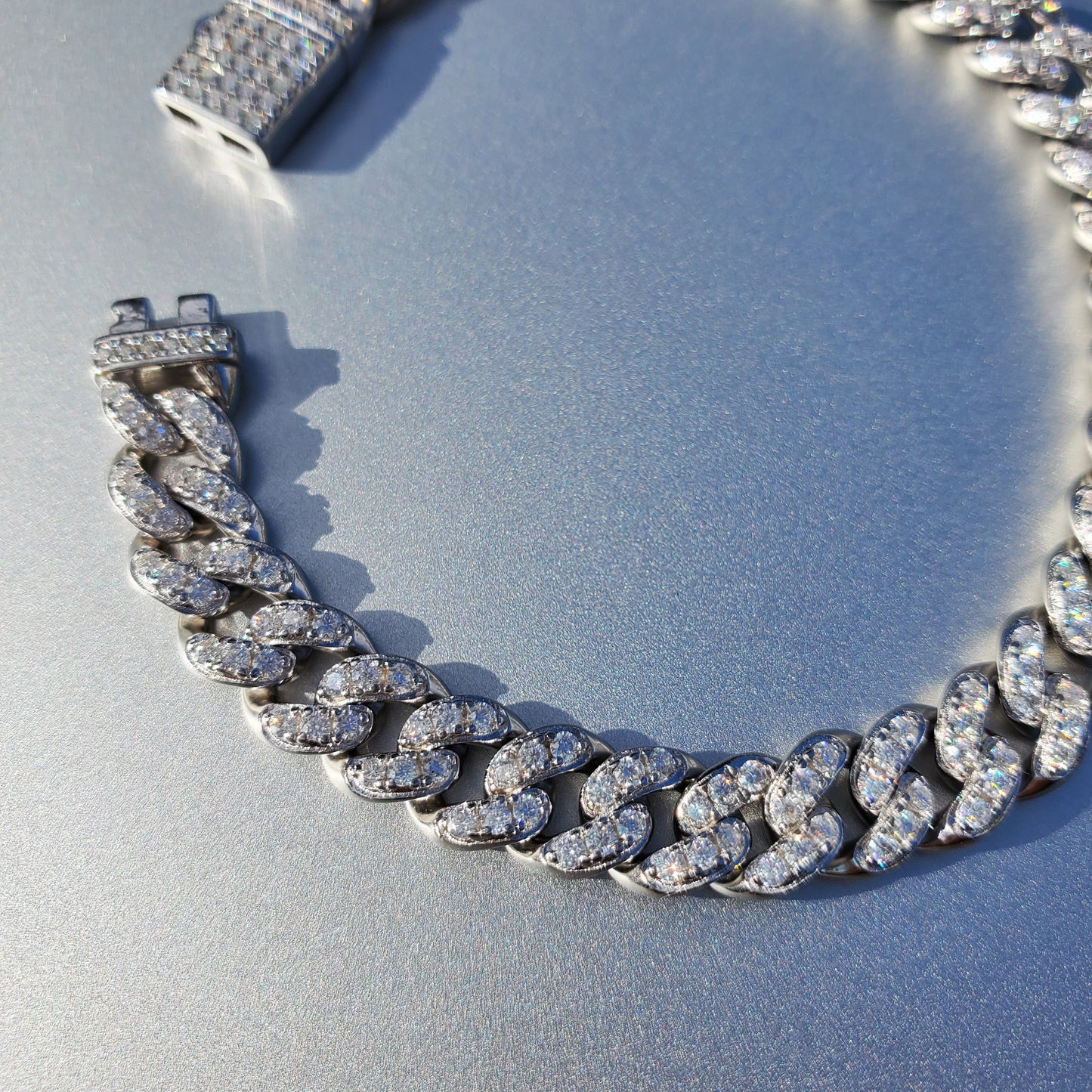 8mm Moissanite Cuban Chain Bracelet 925 Sterling Silver 18K Gold Plated