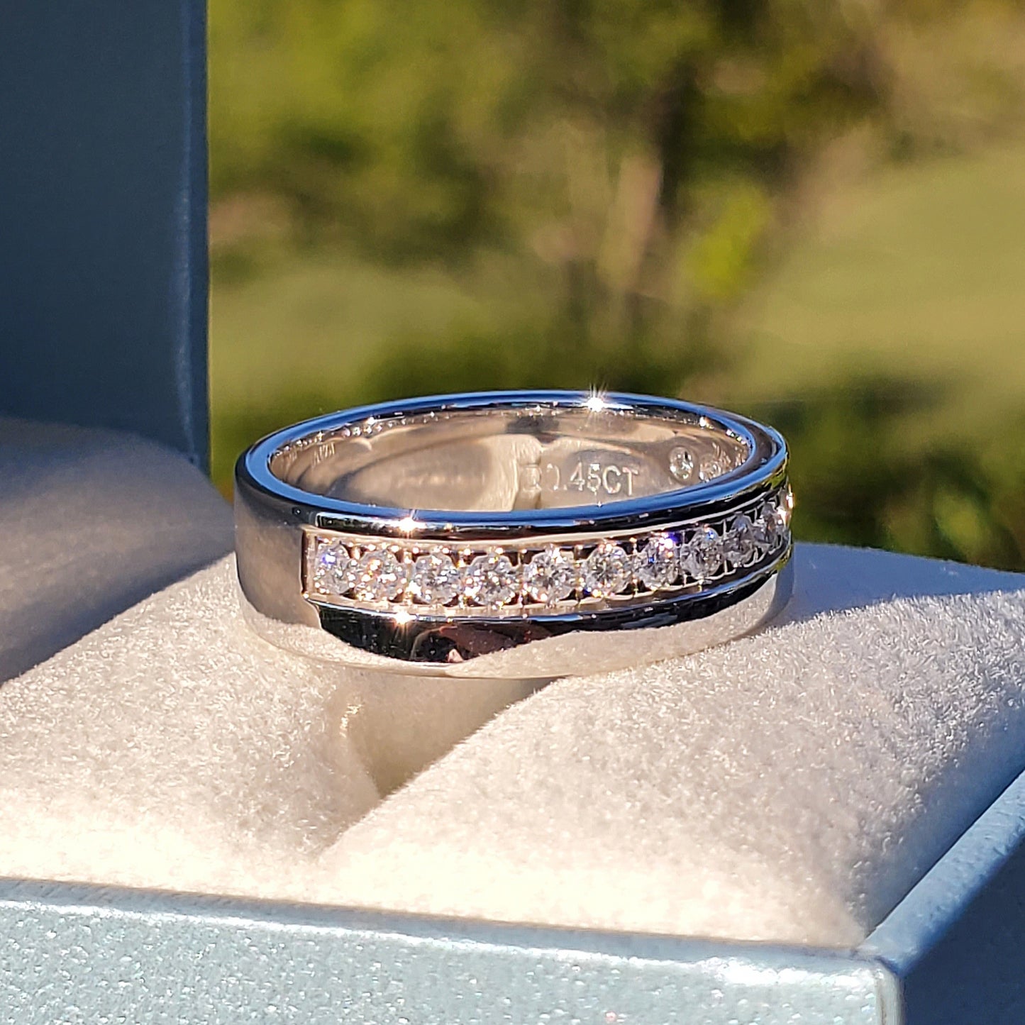 Moissanite Wedding Band Ring For Men/ Women 925 Sterling Silver - 18k Gold Plated