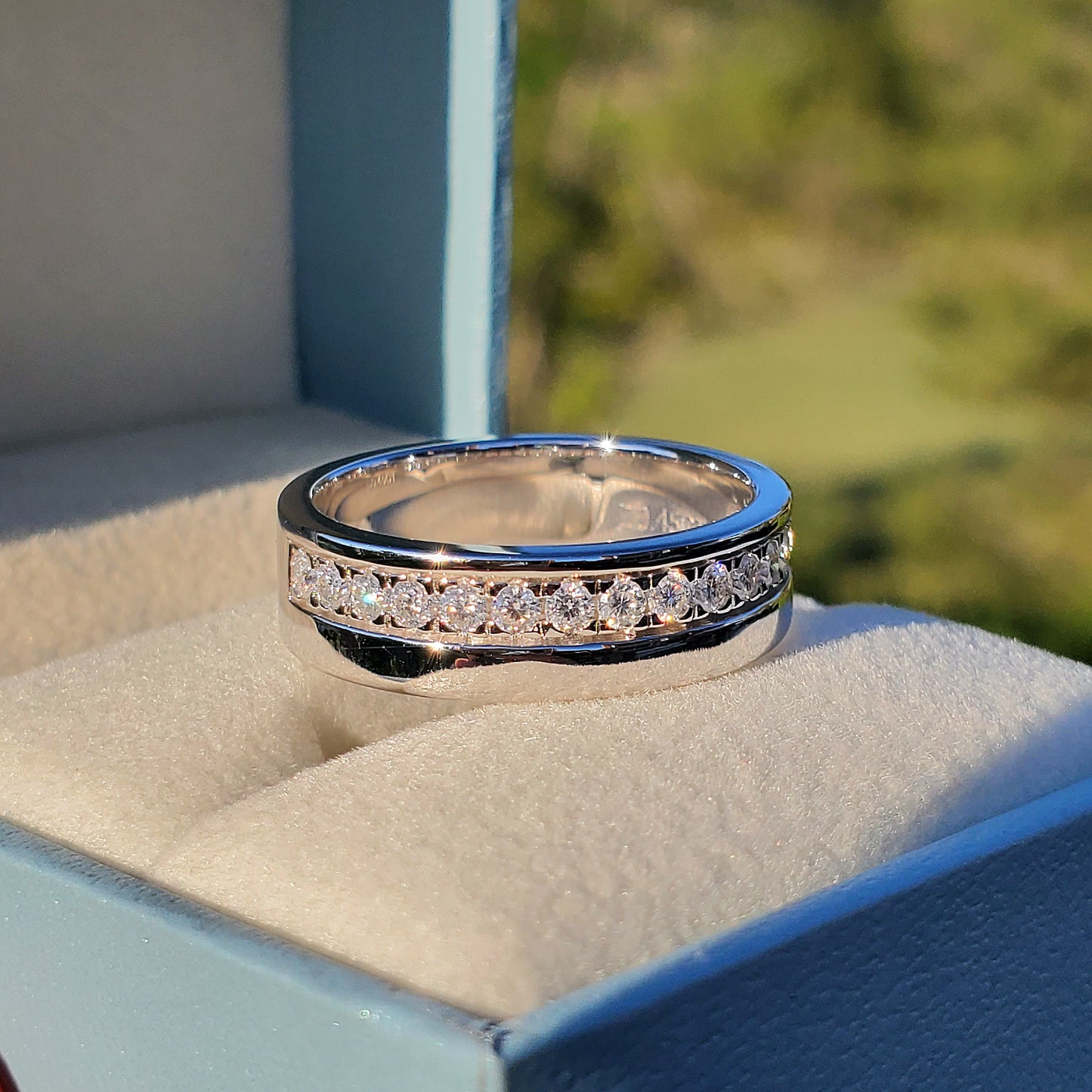 Moissanite Wedding Band Ring For Men/ Women 925 Sterling Silver - 18k Gold Plated