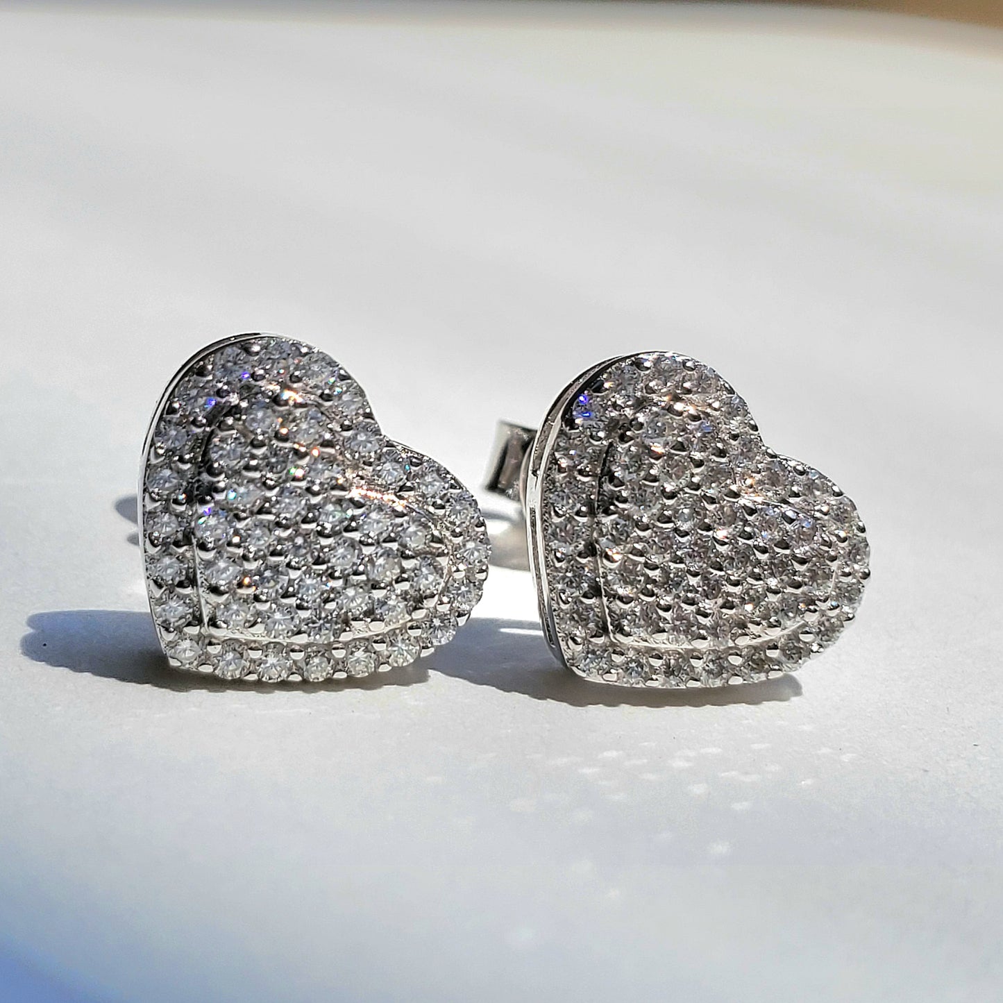 Heart Shape Moissanite Earrings 925 Sterling Silver