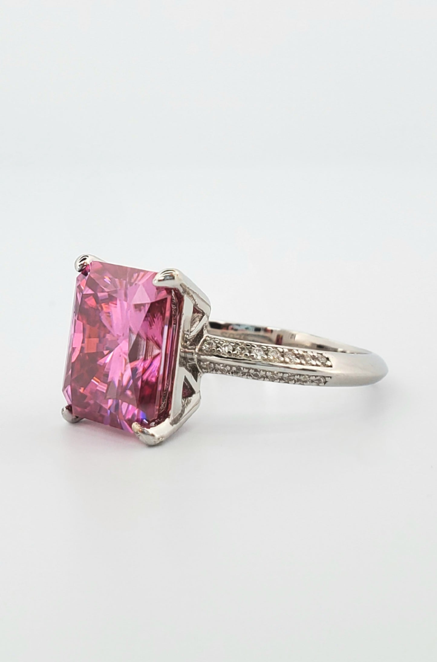 5ct Radiant Cut Pink Moissanite 925 Sterling Silver