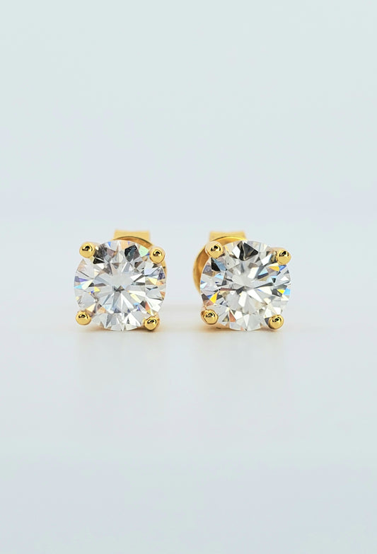 2ct (1ct each) Moissanite Stud Earrings 925 Sterling Silver