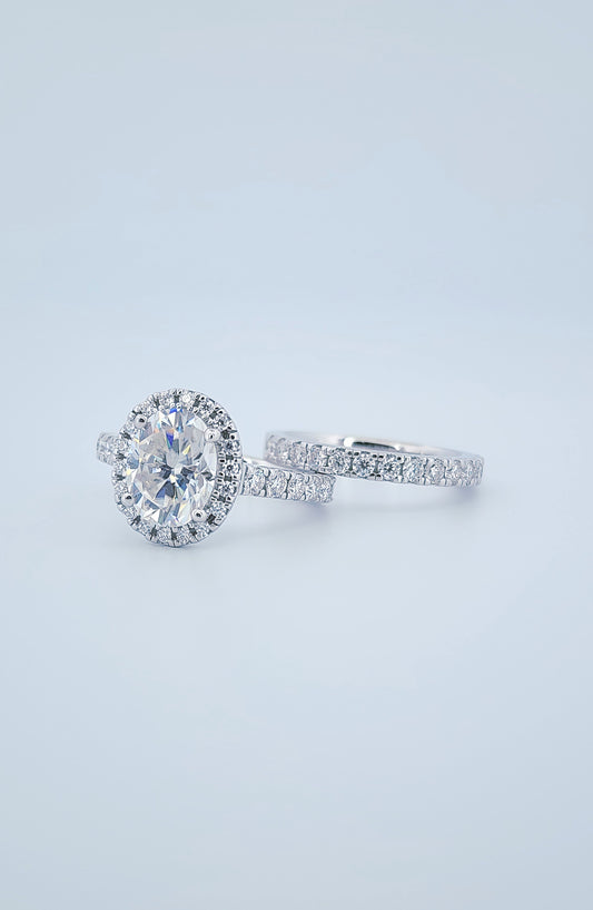 2ct Oval Cut Moissanite Engagement Ring 925 Sterling Silver | 18K Gold Plated