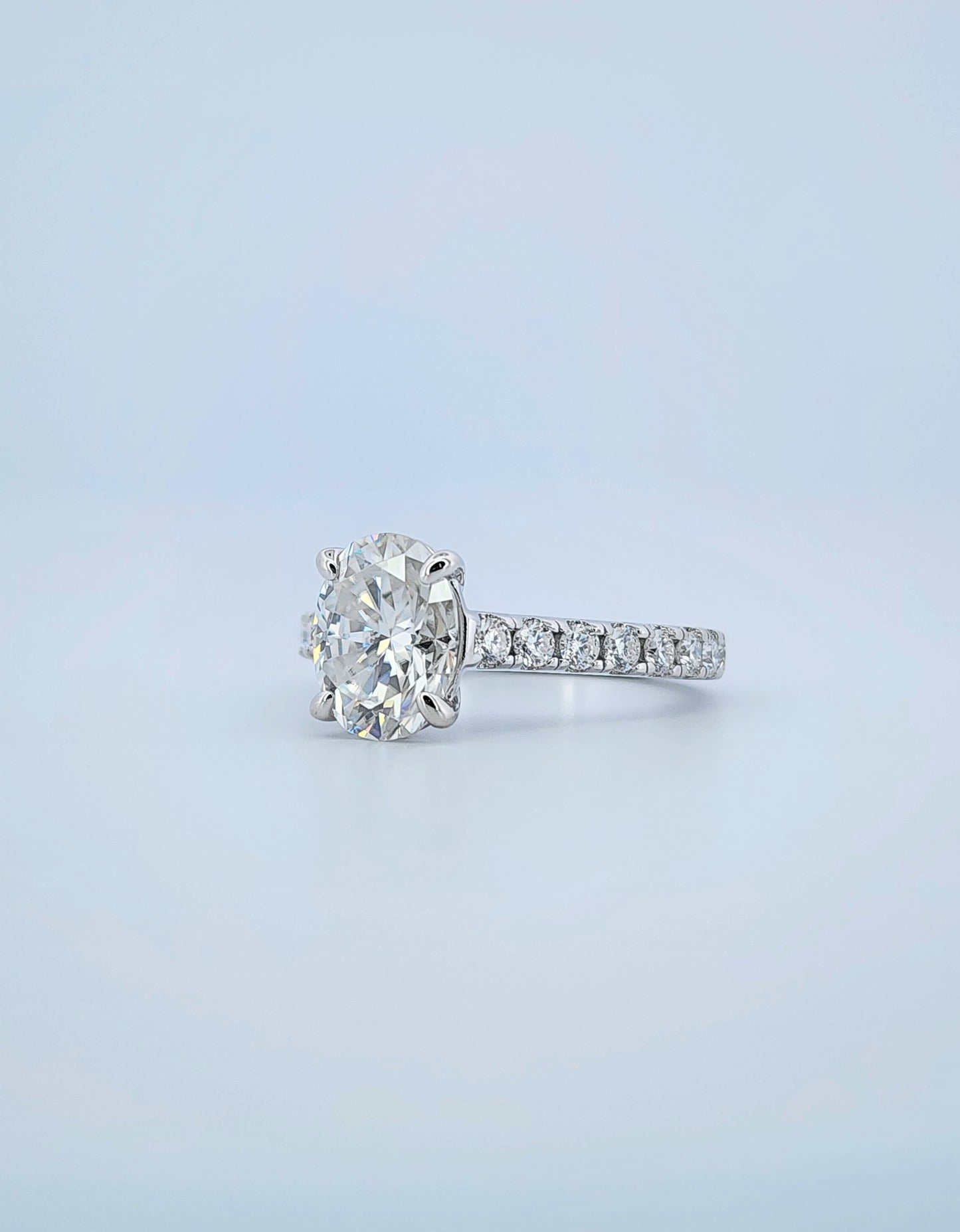 2ct Oval Cut Moissanite Engagement Ring 925 Sterling Silver 18k Gold Plated