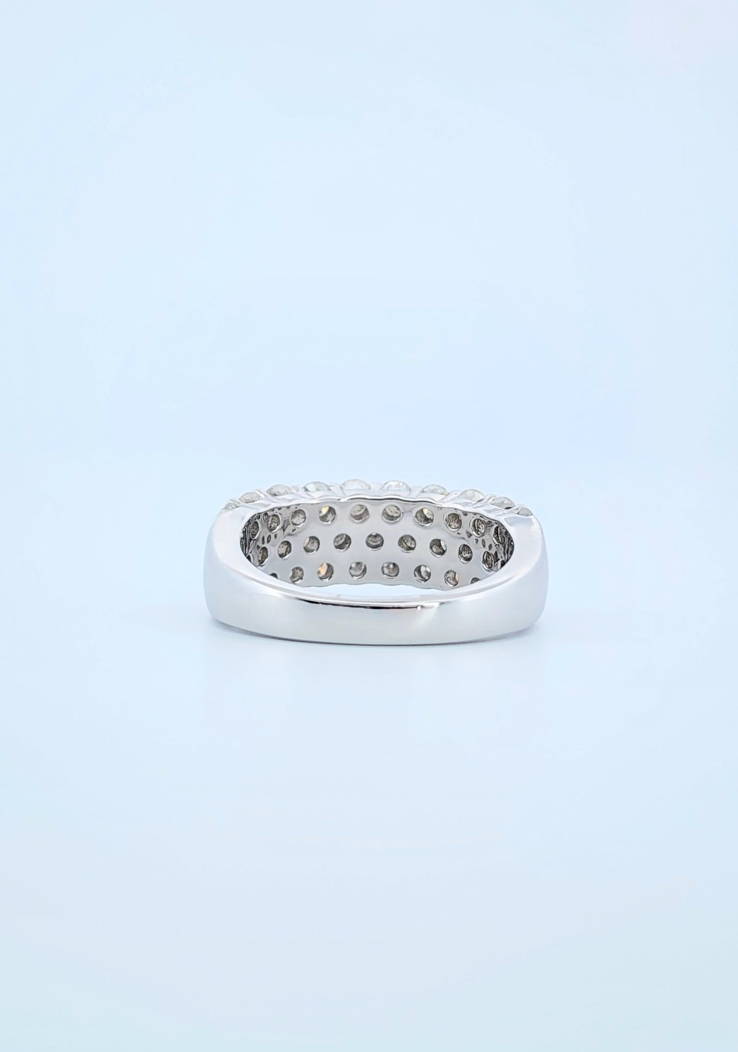 Three-Row Moissanite Band 925 Sterling Silver-18K Gold Plated