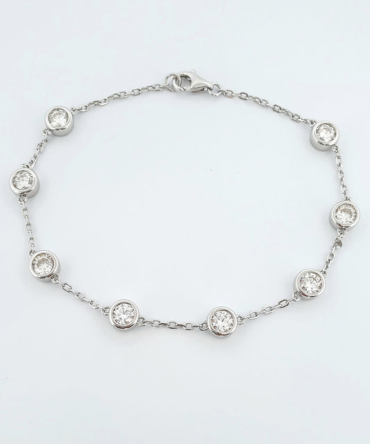 Eight Moissanite Stones Bezel Bracelet (2.4ct) 925 Sterling Silver