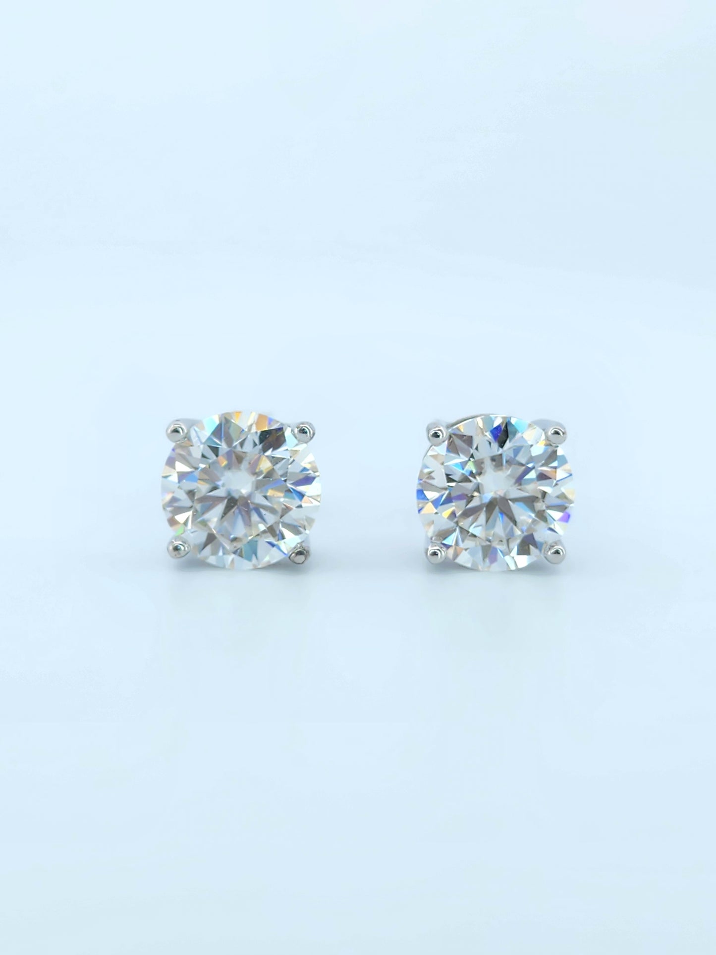 4ct Round Cut Moissanite Stud Earrings 925 Sterling Silver 18K Gold Plated