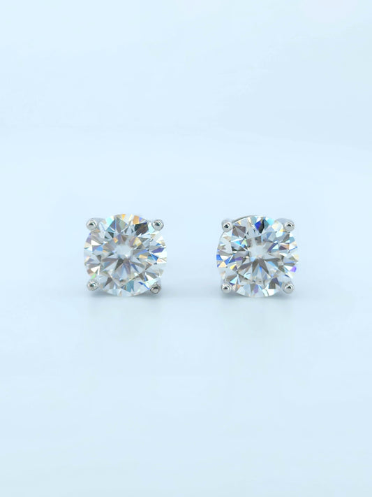 4ct Round Cut Moissanite Stud Earrings 925 Sterling Silver 18K Gold Plated