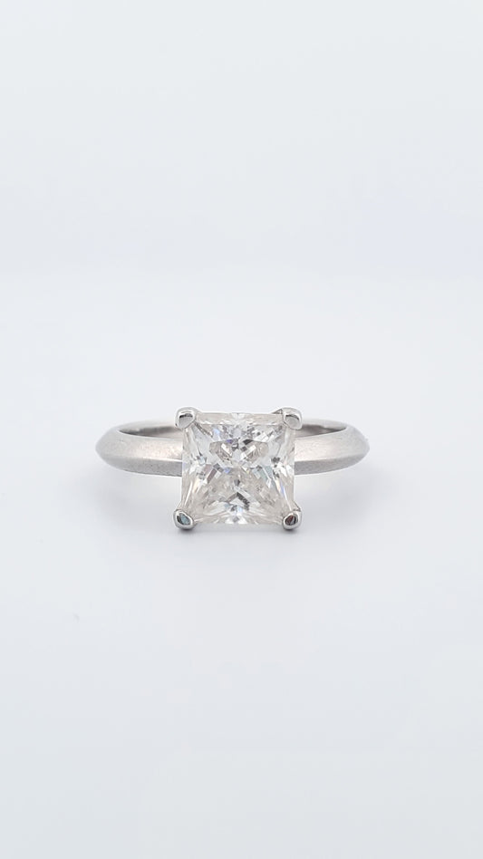 2ct Princess Cut Moissanite Solitaire Engagement Ring