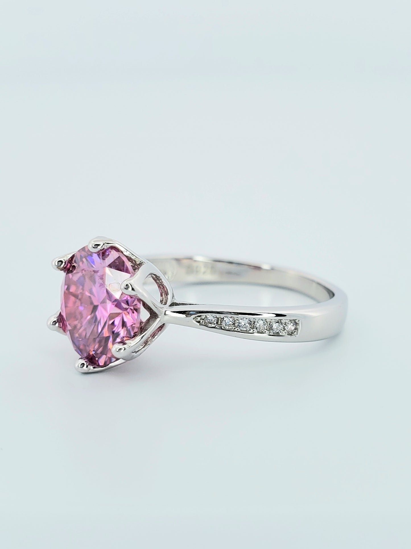 3ct Round Cut Pink Moissanite Ring 925 Sterling Silver