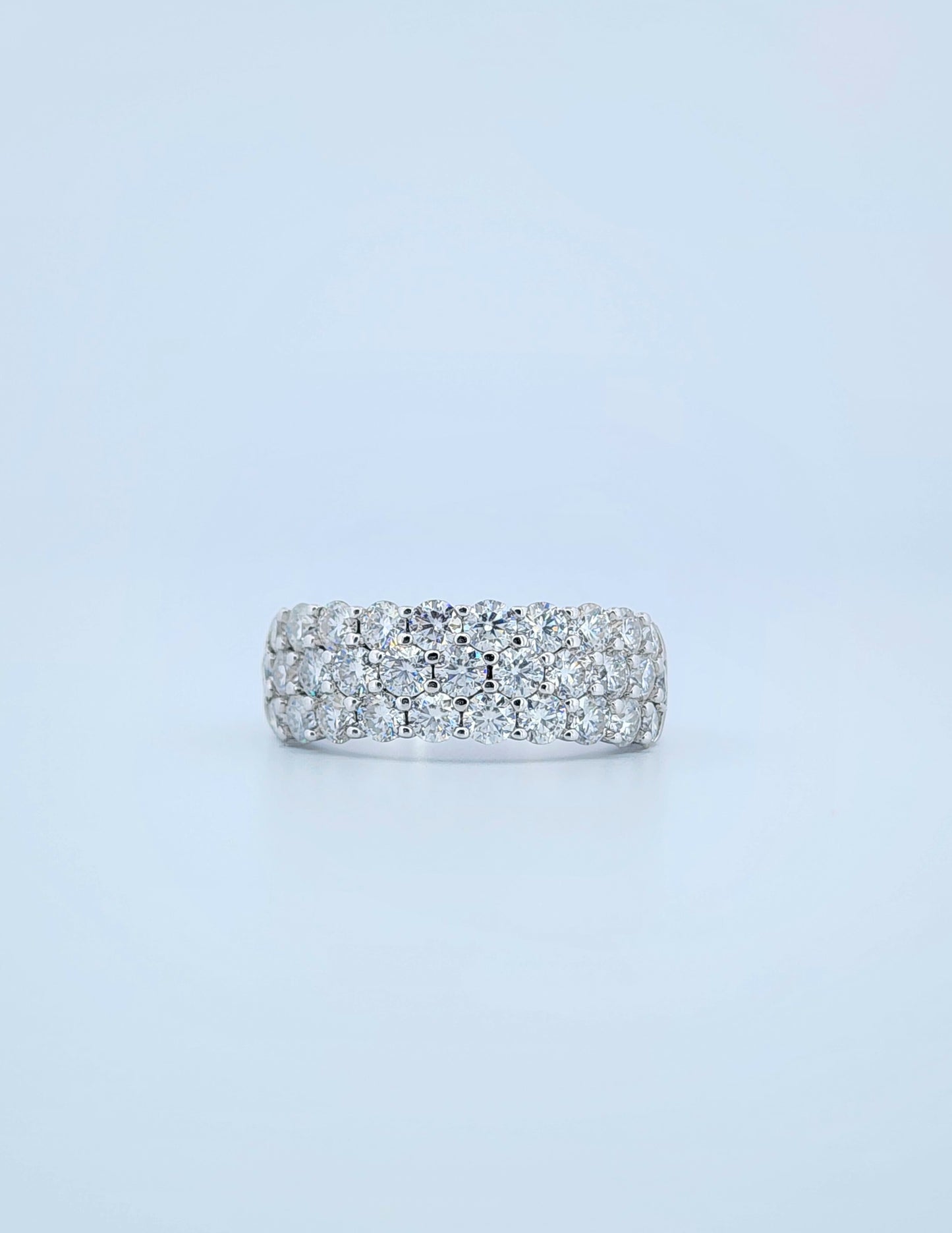 Three-Row Moissanite Band 925 Sterling Silver-18K Gold Plated