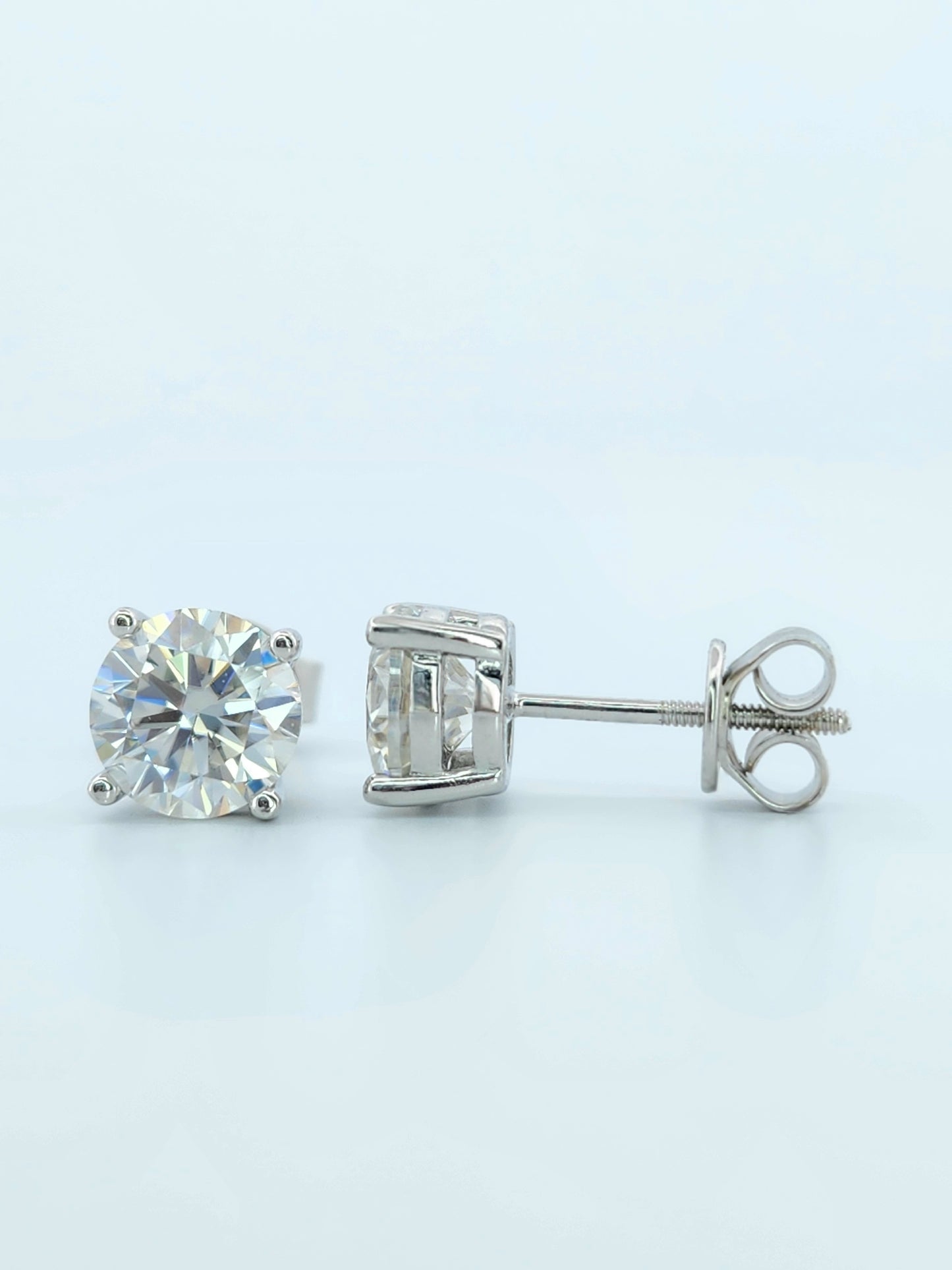2 ctw Round Cut Moissanite Stud Earrings 925 Sterling Silver