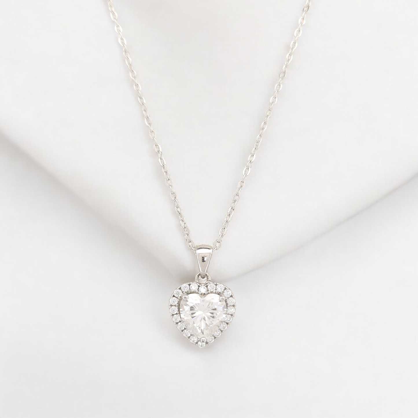 2ct Heart Cut Moissanite Pendant 925 Sterling Silver