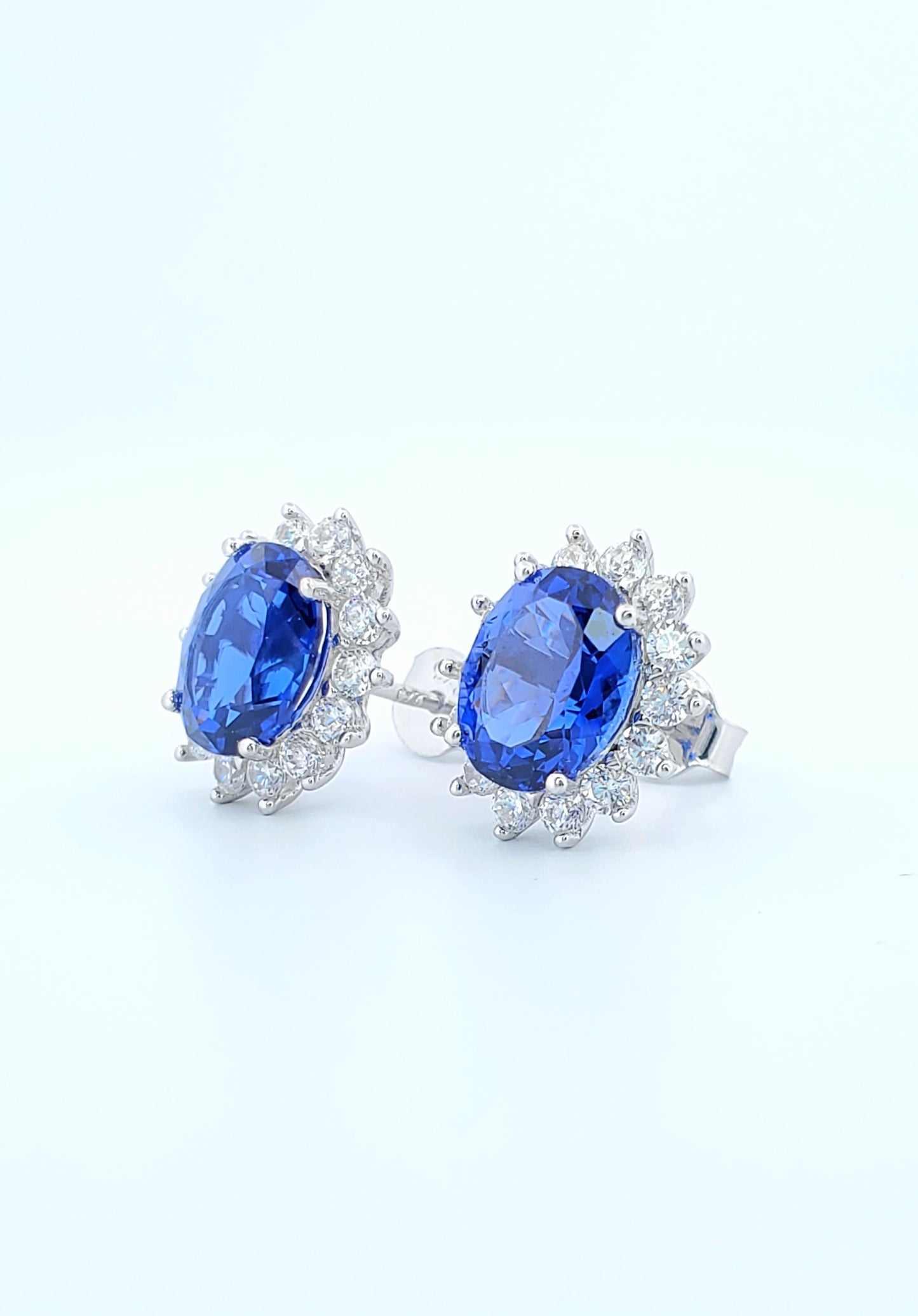 Blue & White Lab-Created Sapphire Earrings 926 Sterling Silver