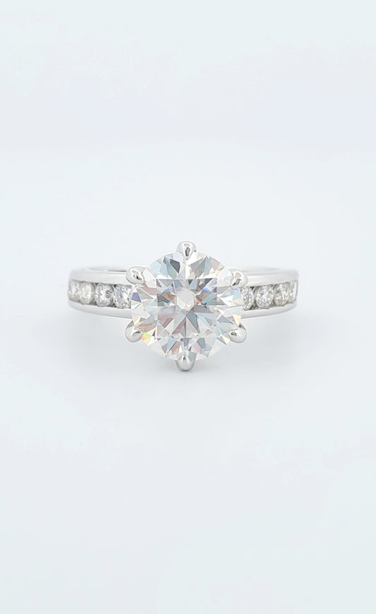 2ct Round Cut Moissanite Engagement Ring 925 Sterling Silver 18K Gold Plated