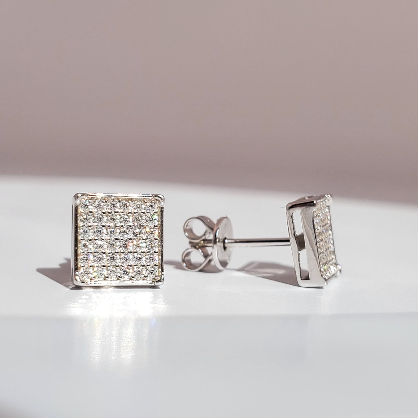 Square Shape Moissanite Cluster Earrings 925 Sterling Silver