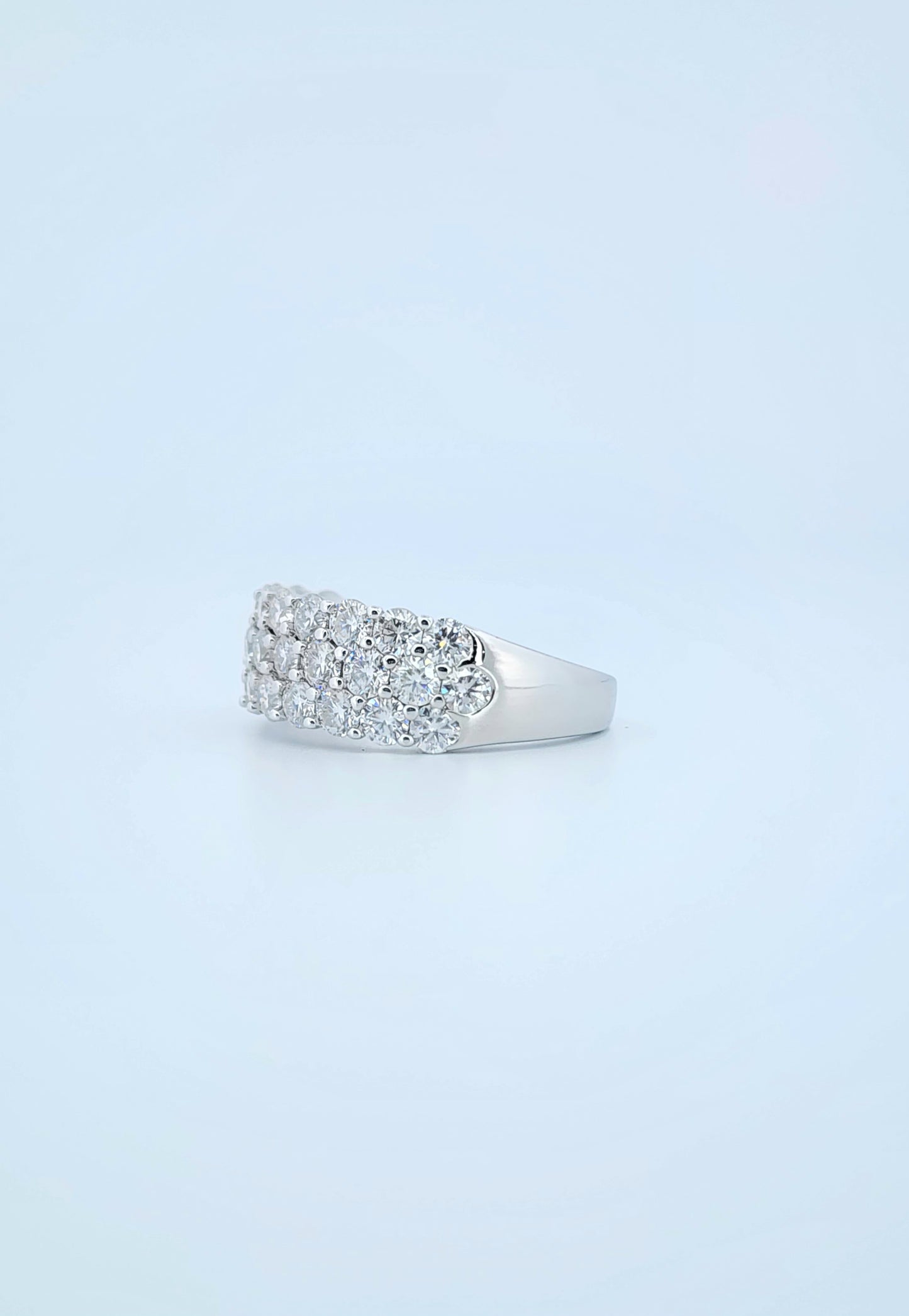 Three-Row Moissanite Band 925 Sterling Silver-18K Gold Plated