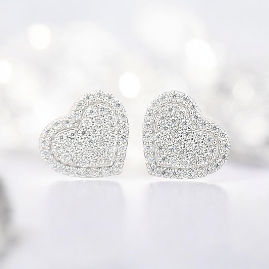 Heart Shape Moissanite Earrings 925 Sterling Silver