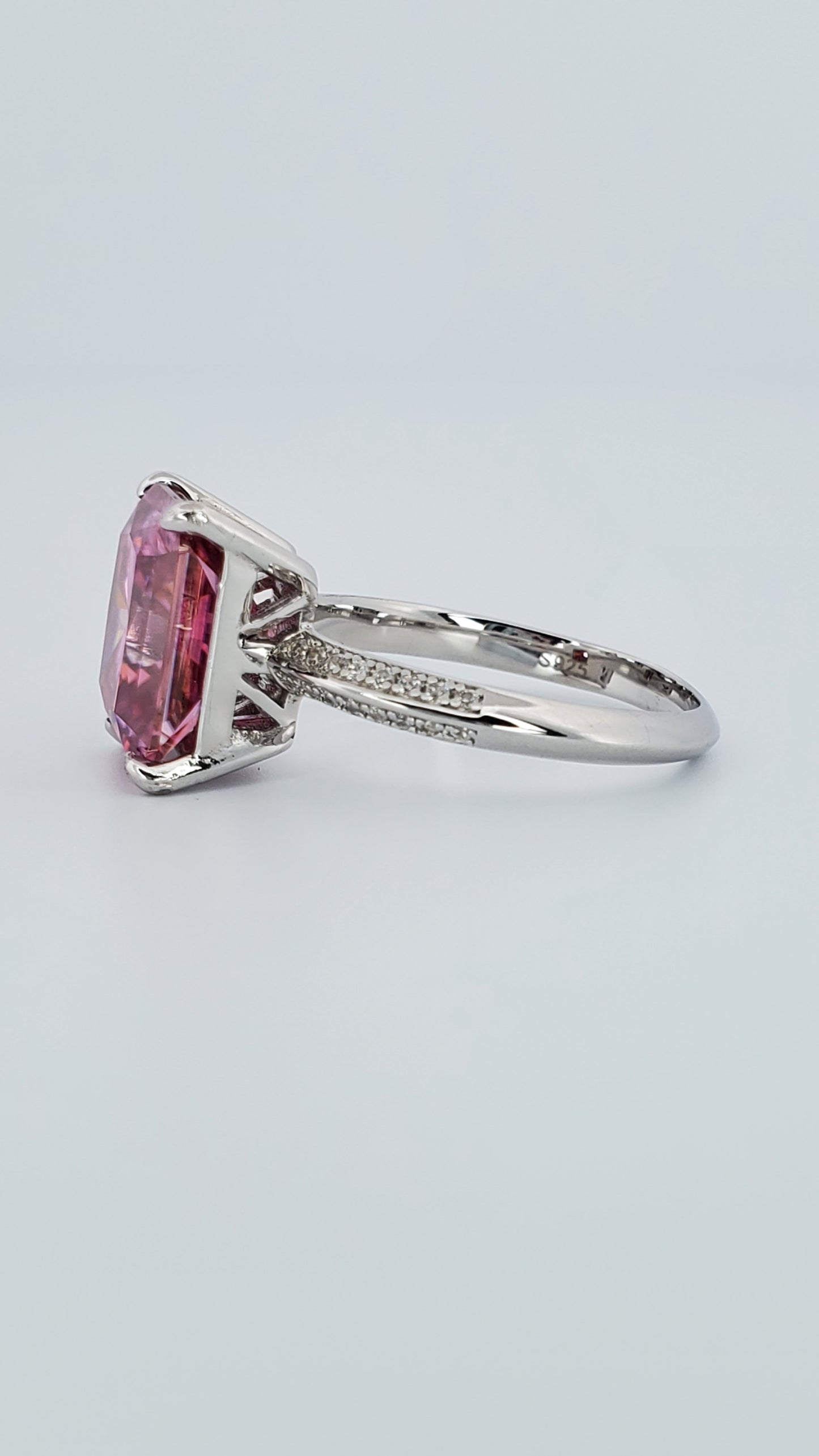 5ct Radiant Cut Pink Moissanite 925 Sterling Silver