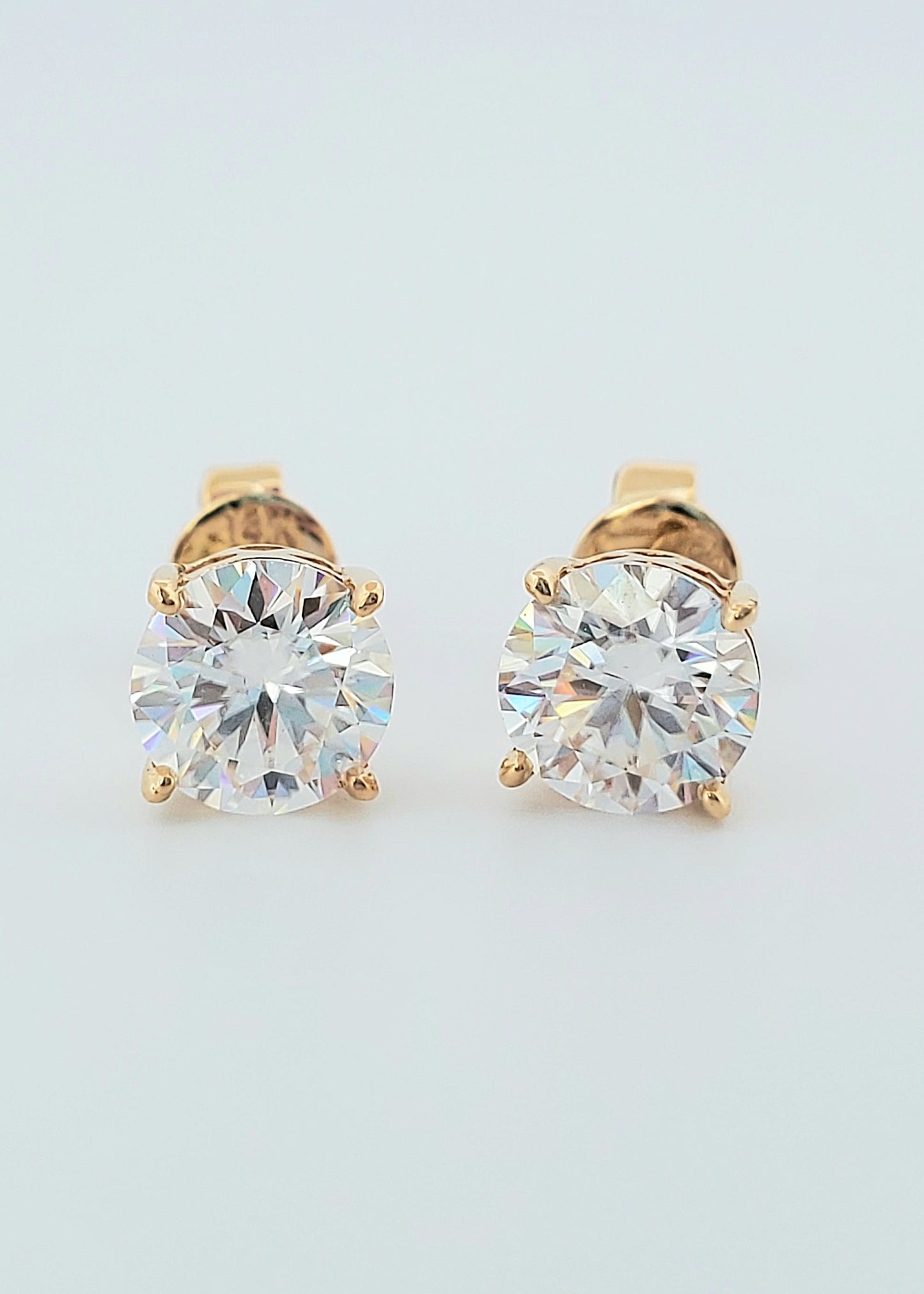 1.6ct Moissanite Stud Earrings With Screw Back | Solid 14k Gold