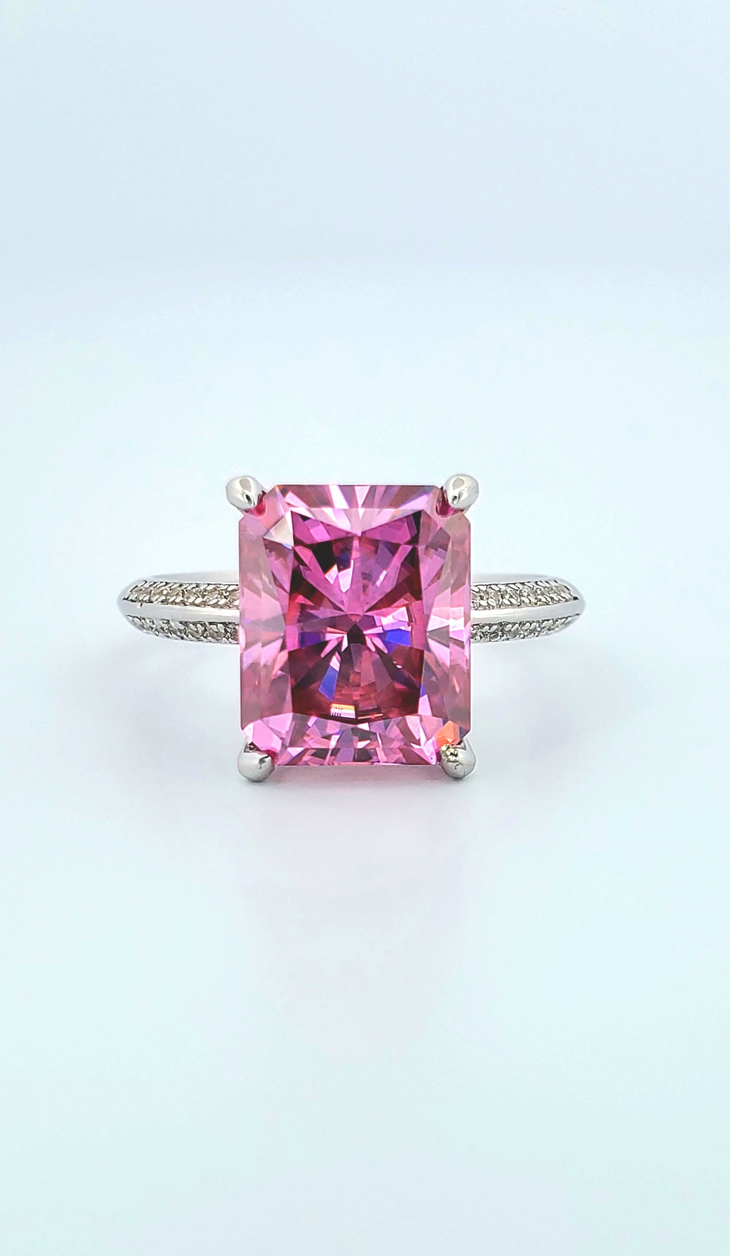 5ct Radiant Cut Pink Moissanite 925 Sterling Silver