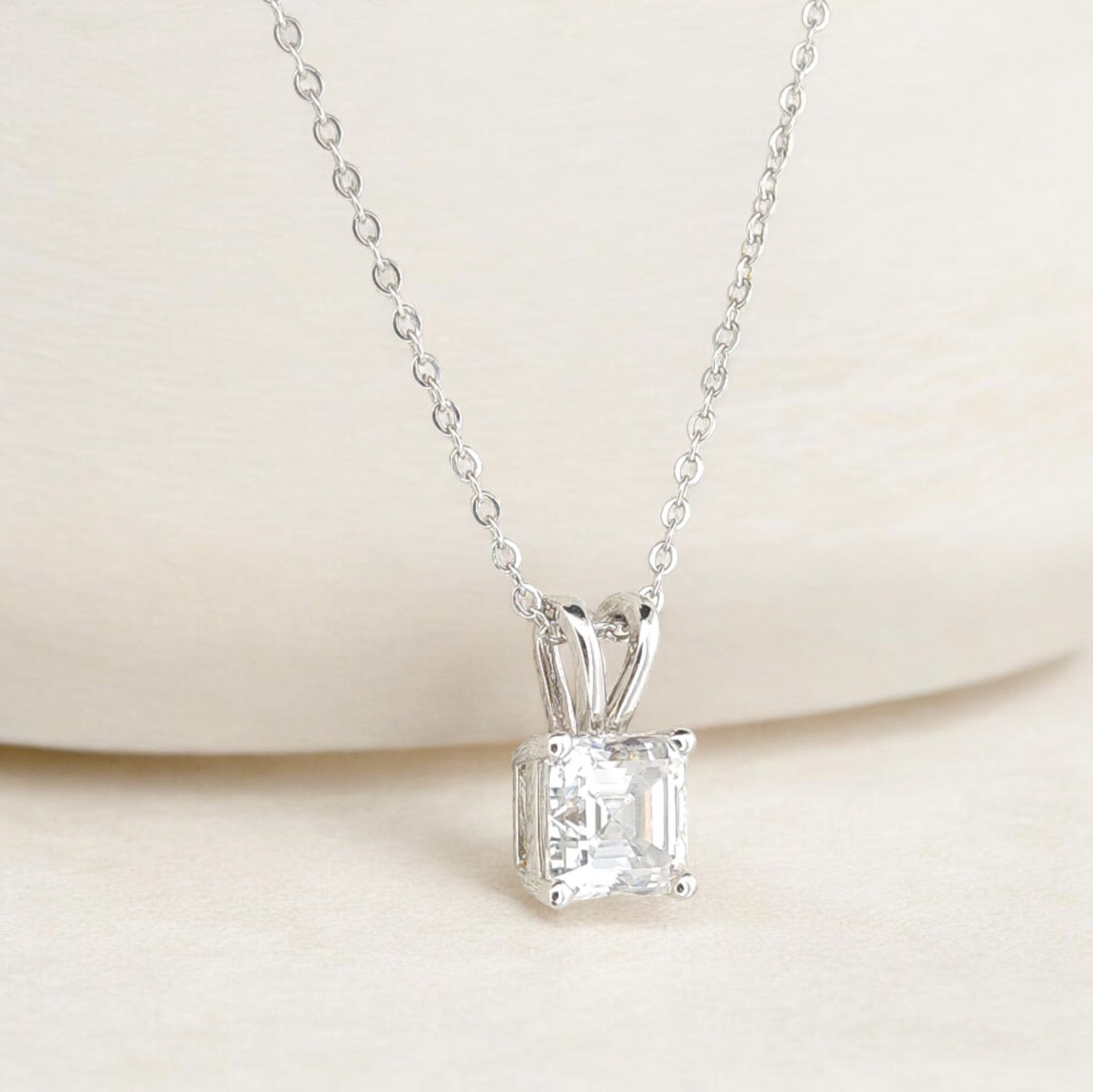 2Ct Princess Cut Moissanite Solitaire Pendant In 925 Sterling Silver-18k Gold plated