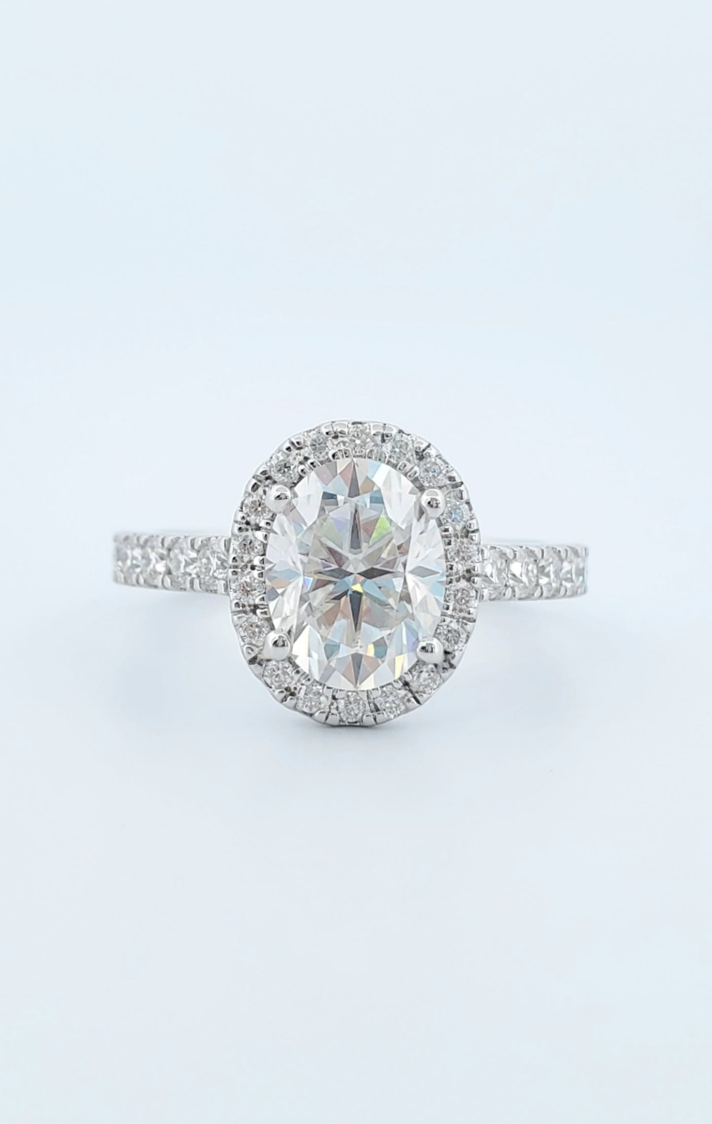 2ct Oval Cut Moissanite Engagement Ring 925 Sterling Silver | 18K Gold Plated
