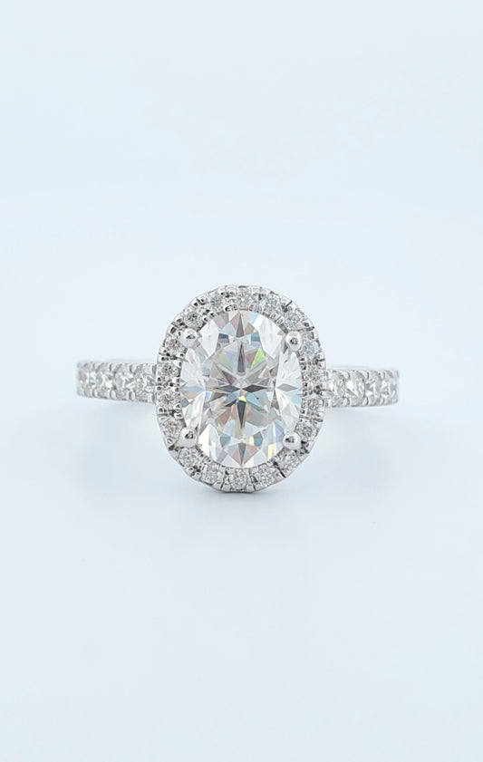 2ct Oval Cut Moissanite Engagement Ring 925 Sterling Silver | 18K Gold Plated