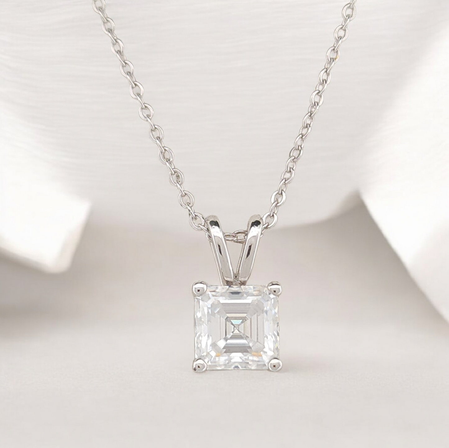 2Ct Princess Cut Moissanite Solitaire Pendant In 925 Sterling Silver-18k Gold plated