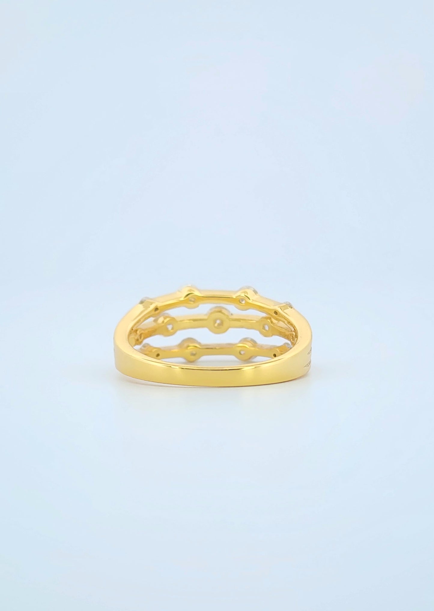 Moissanite Three Row Wedding Ring 925 Sterling Silver With 18k gold plating