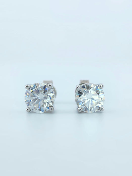 2 ctw Round Cut Moissanite Stud Earrings 925 Sterling Silver